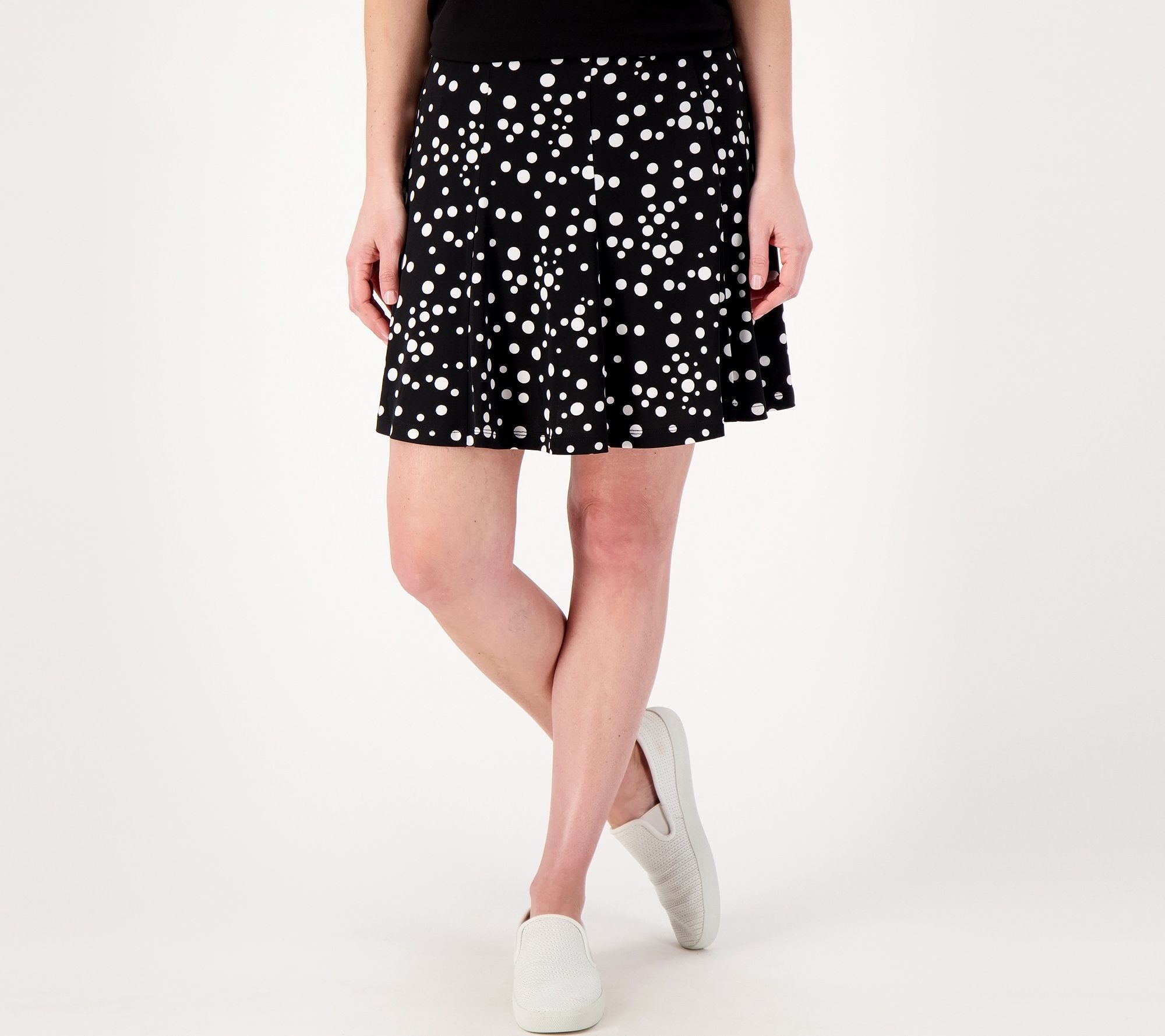 Susan Graver Women's Plus Sz Skirt 3X Printed Liquid Knit -Gore Black A602049