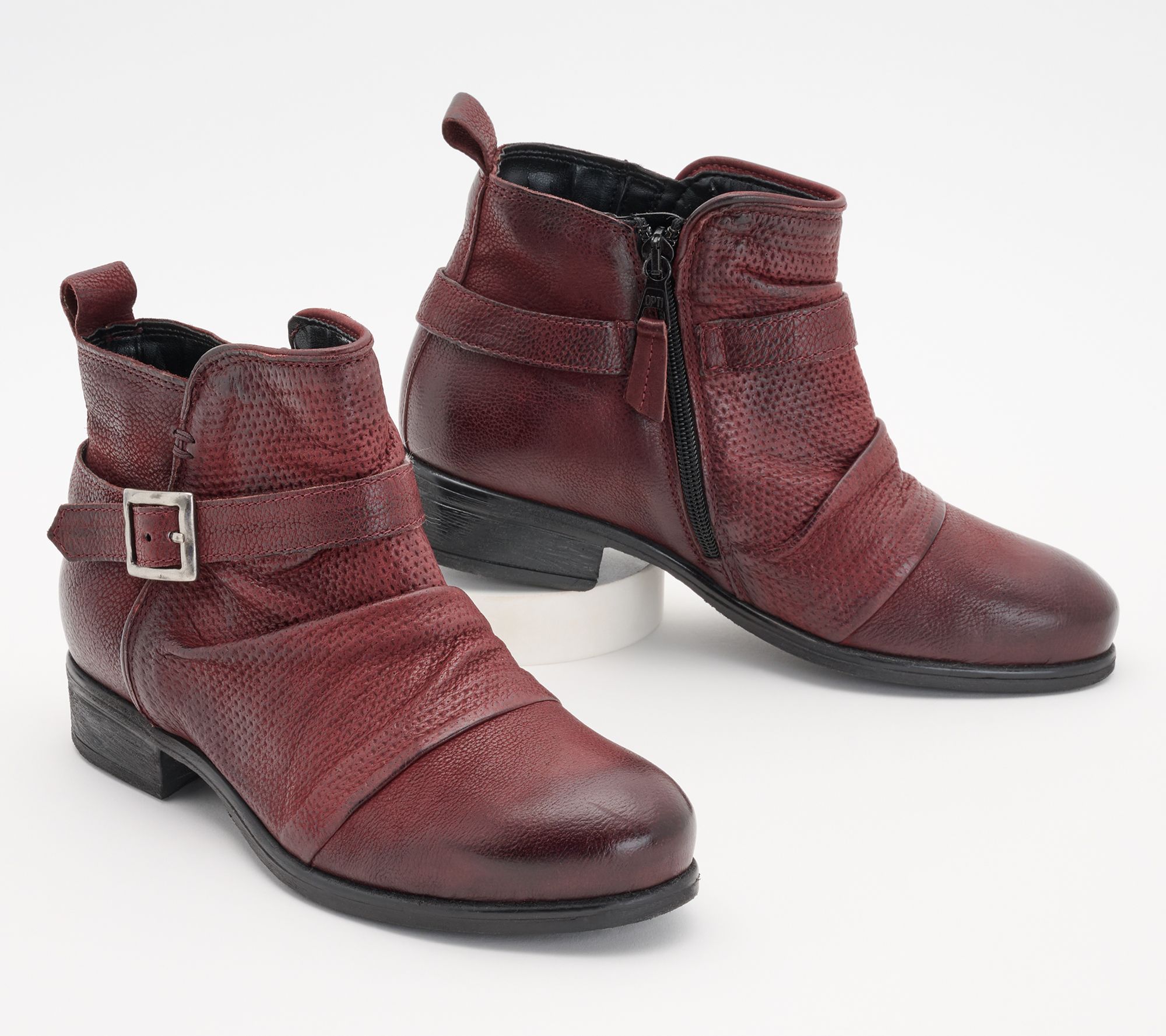 Miz Mooz Women's Shoe Sz 9 (US Women's) Leather Ankle Boots Buckle - Red A607626