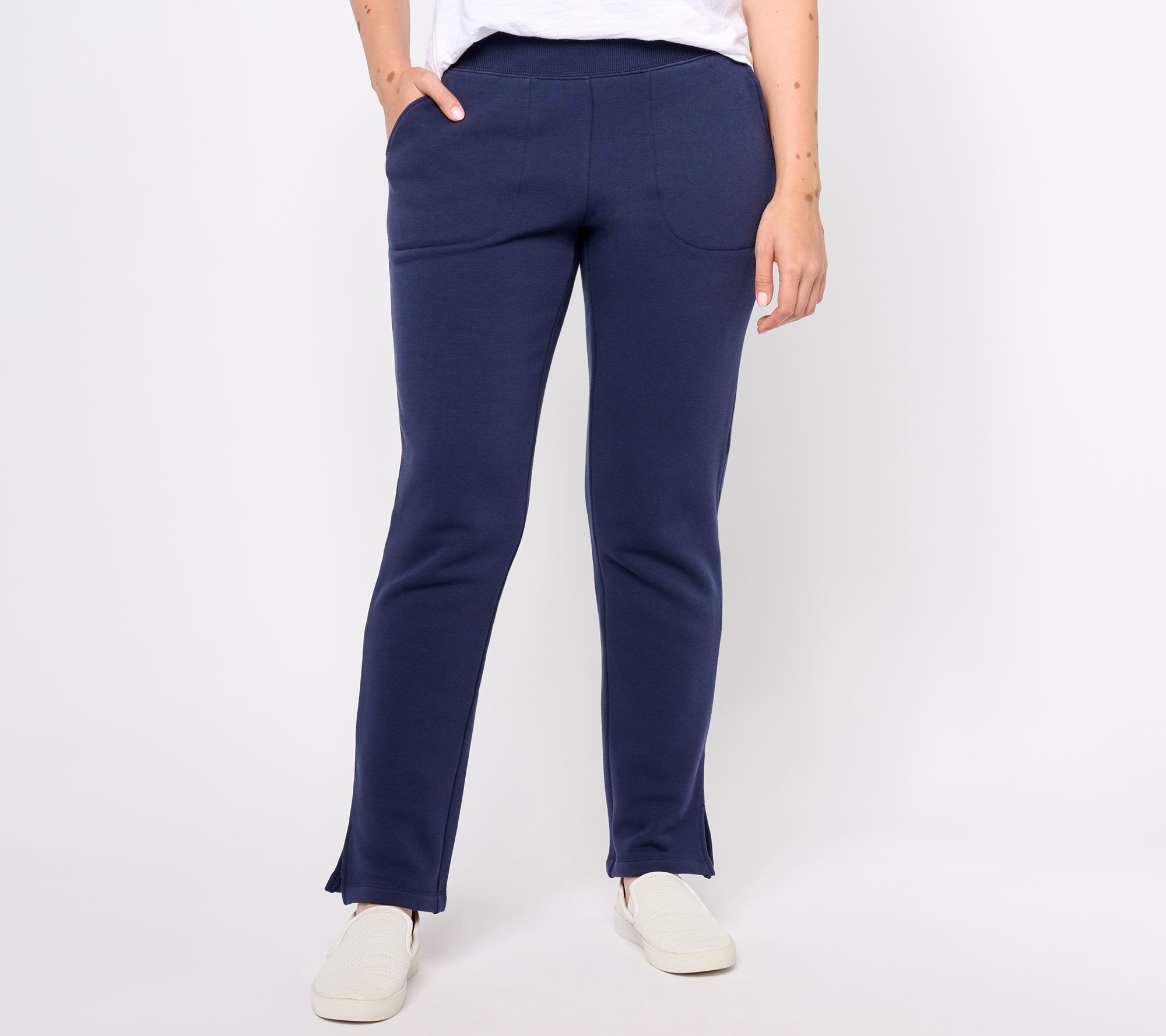 Denim & Co. Women's Petite Pants PXL Active Jersey Lush Lined Blue A620746