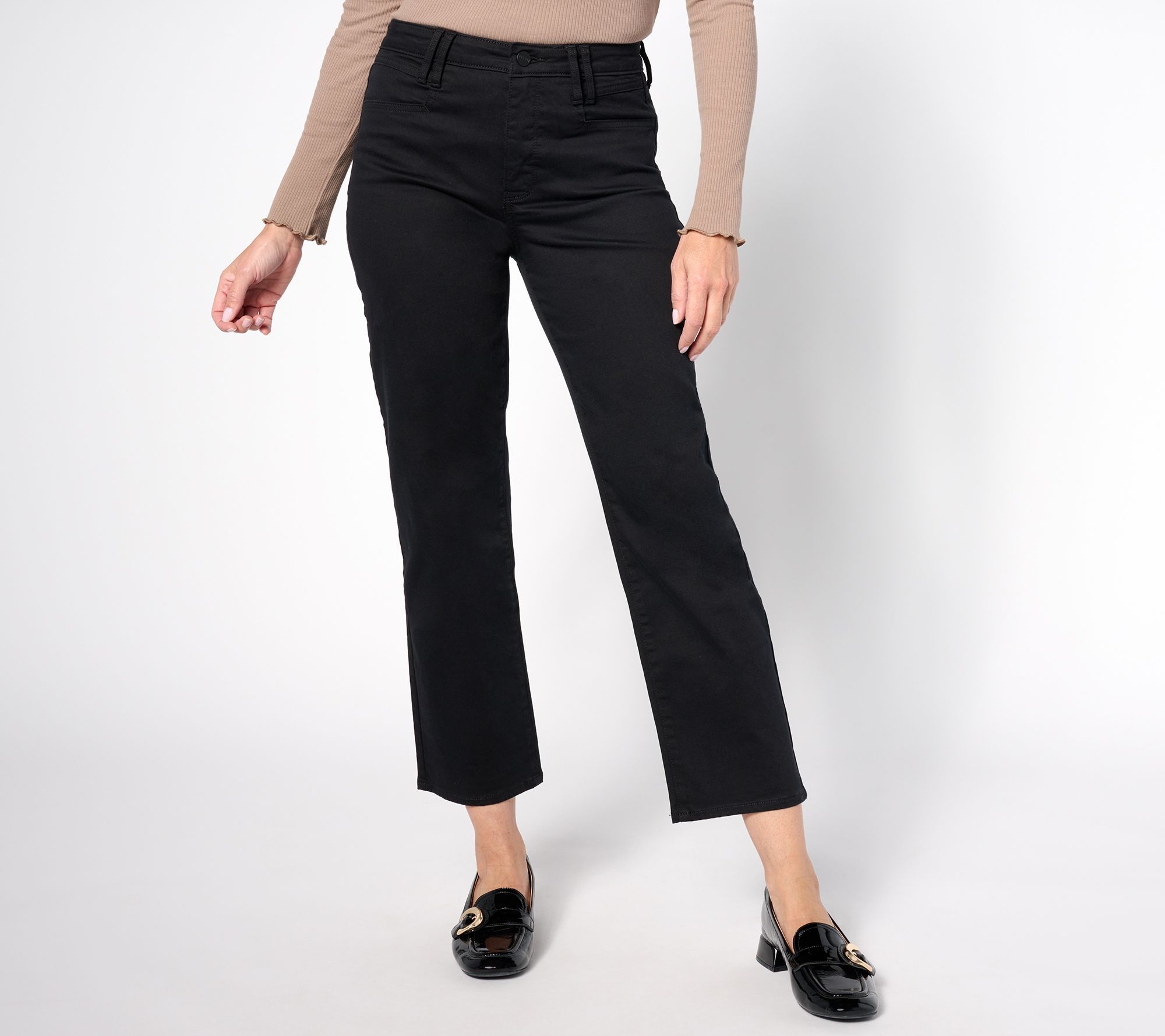 NYDJ Women's Plus Sz Pants 20W High Rise Bailey Relaxed Straight Black A629753