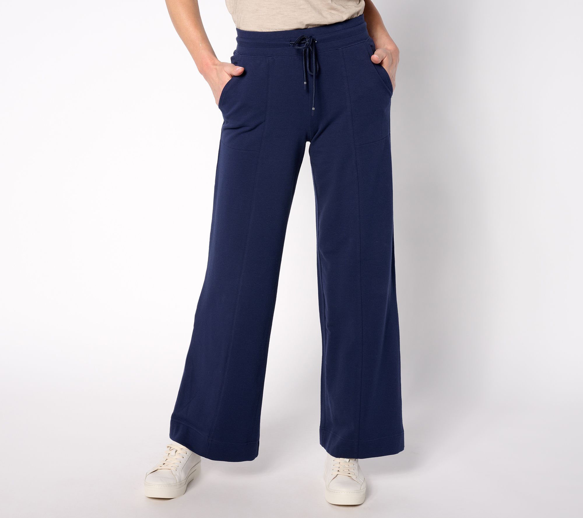 Spartina 449 Women's Pants Sz M Denim & Co. Active French Terry Wide Blue A630326