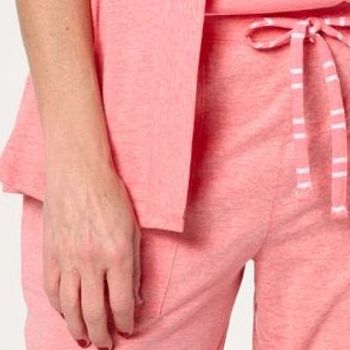Carole Hochman Women's Sleepwear Sz M Cardigan Tank Wide Leg Pink A630870