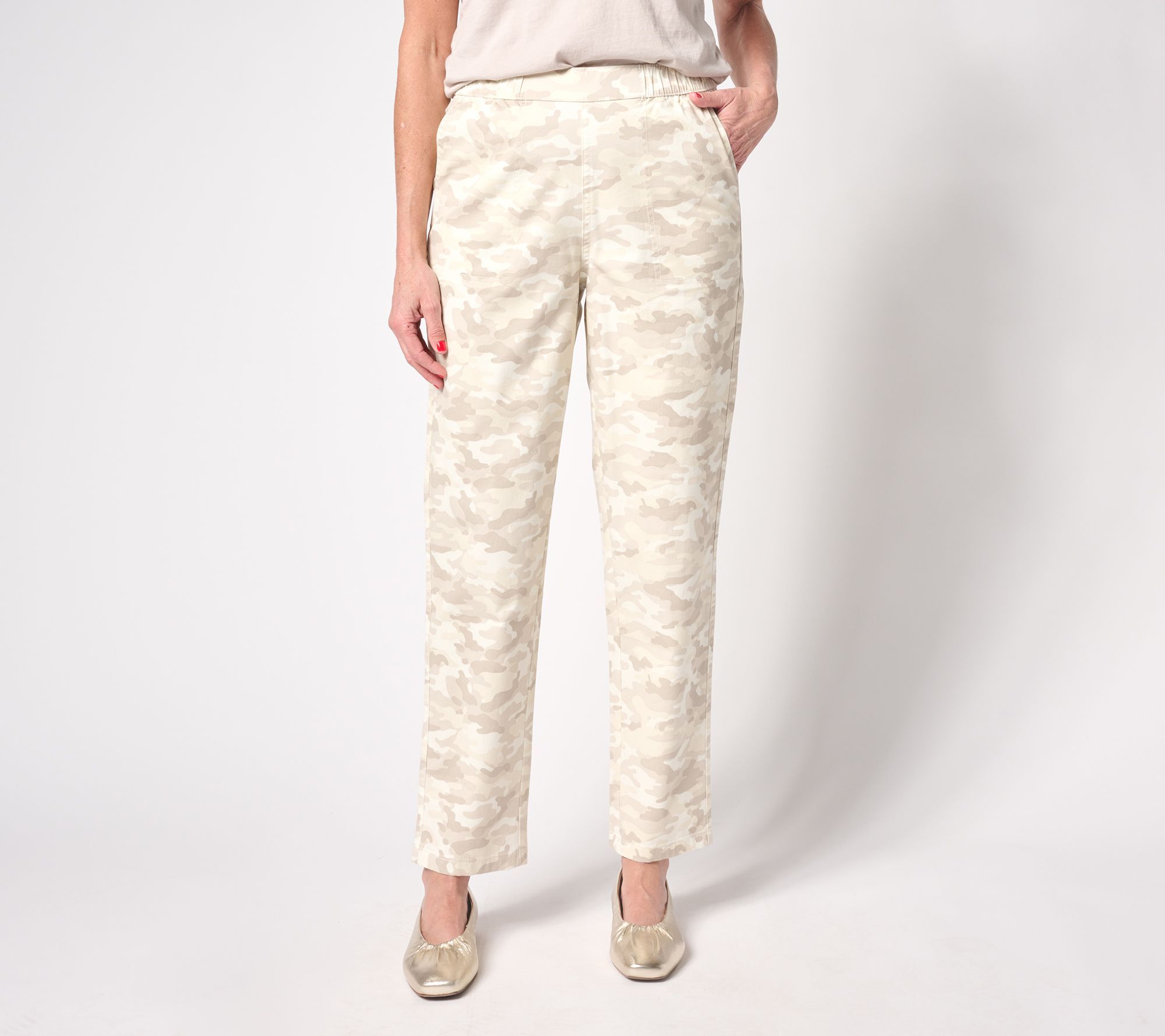 Denim & Co. Women's Petite Pants 3XP EasyWear Twill Straight Leg Brown A632370