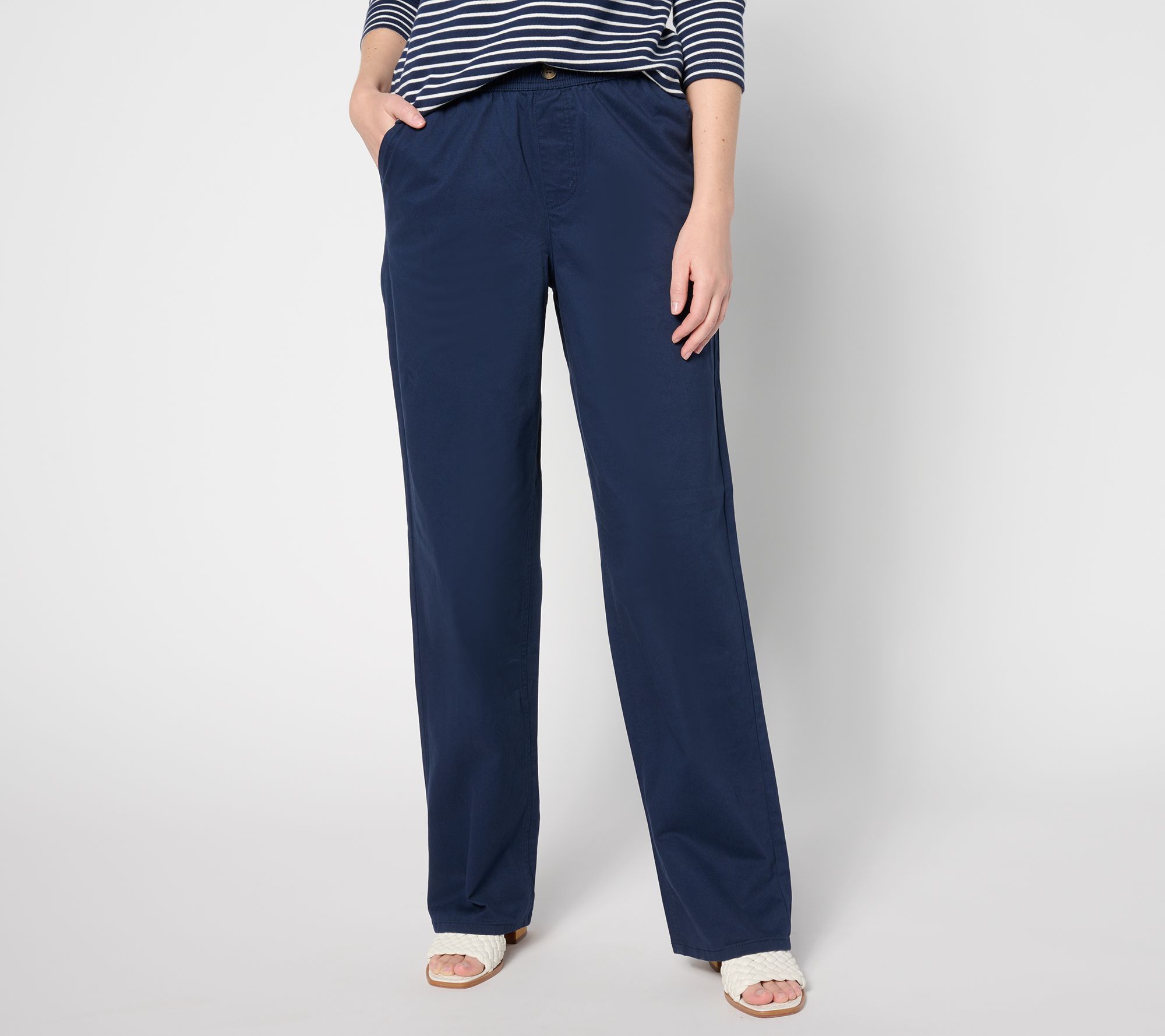 Denim & Co. Women's Petite Pants 2XP Pet EasyWear Twill Full Length Blue A633305