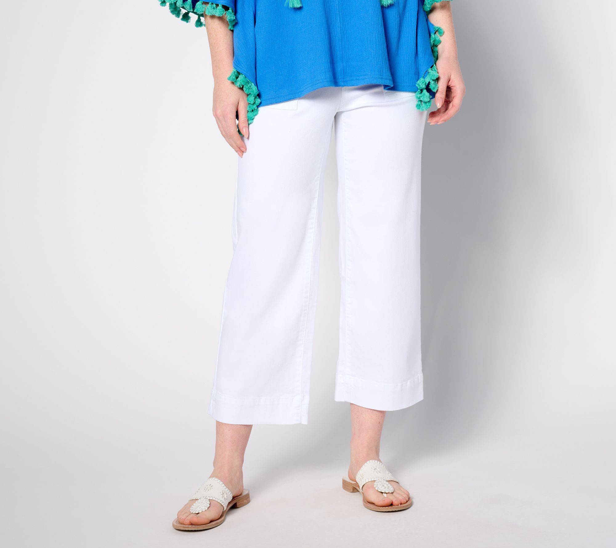 Belle by Kim Gravel Women's Pants Sz 16 Tall TripleLuxe Twill Wide White A634777