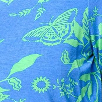 Belle by Kim Gravel Women's Top Sz L Rayon Spandex Butterfly Blue A636319