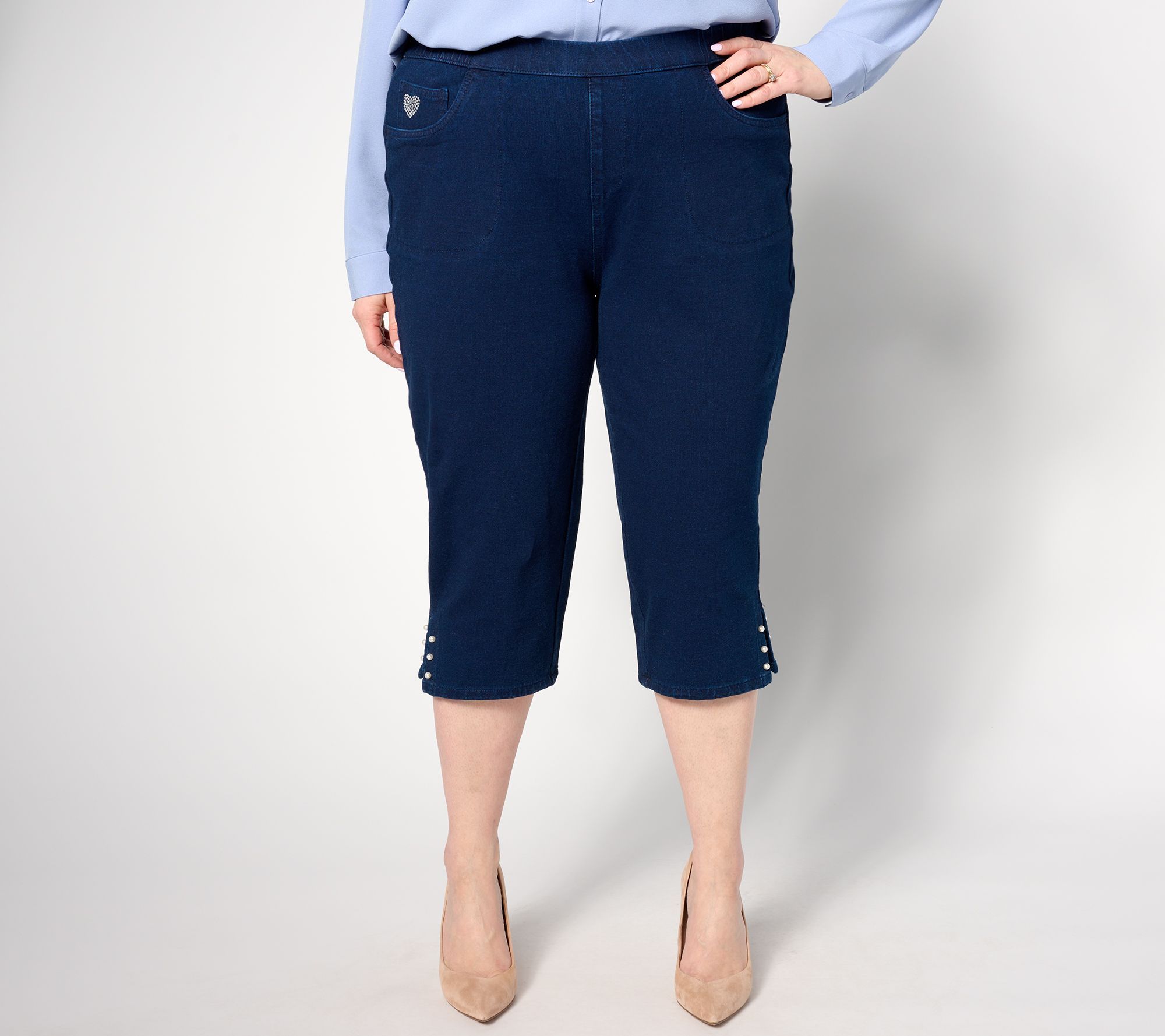 Quacker Factory Women's Petite Pants 1XP DreamJeannes Short Mini Blue A636664