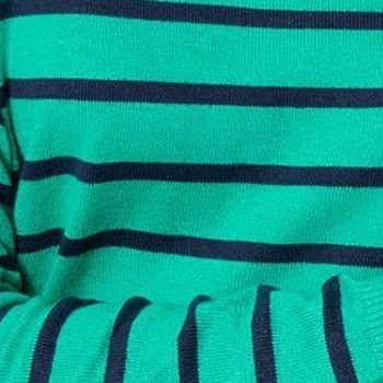 Denim & Co. Women's Top Plus Sz Sweater 2X Placed Stripe Long Green A639556