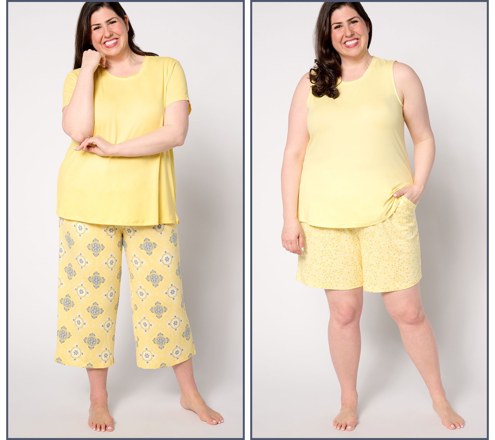 MUK LUKS Women's Plus Sz Sleepwear 3X Cloud Knit Short Capri Tee Yellow A640310