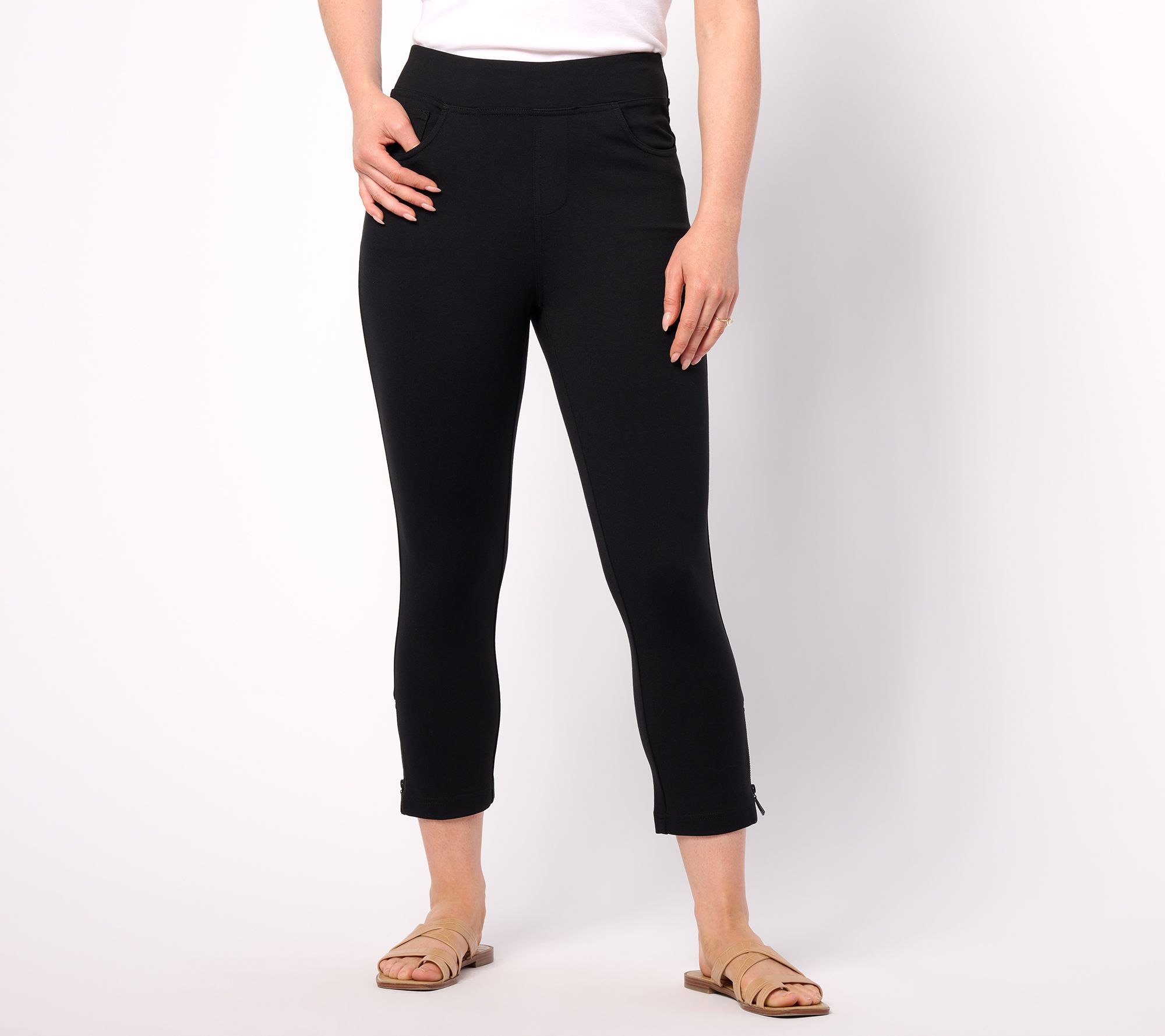 Belle by Kim Gravel Women's Petite Pants 2P Pet Coastal Crop Black A640319