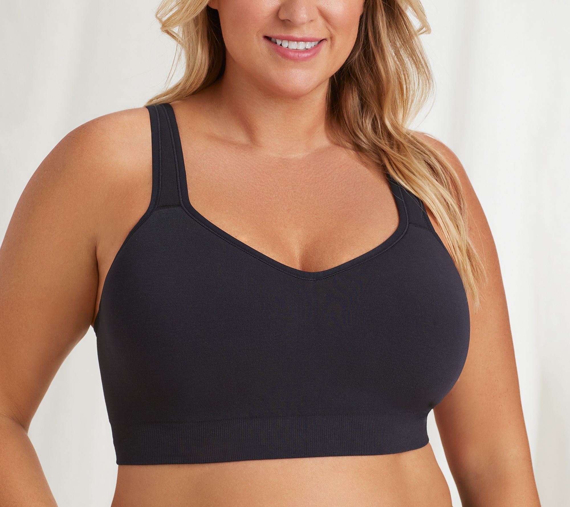 Cuddl Duds Women's Bra Sz M Intimates Modal Seamless Wirefree Black A641855