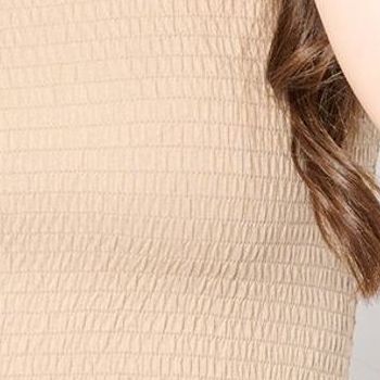 Studio Park Women's Top Sz L Ruched Peplum T-Shirt Brown A645617