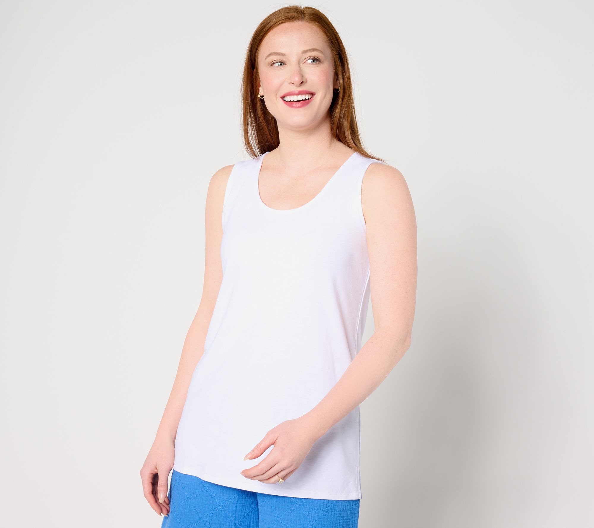 Belle by Kim Gravel Women's Top Sz XL Slub Knit Tank White A646027