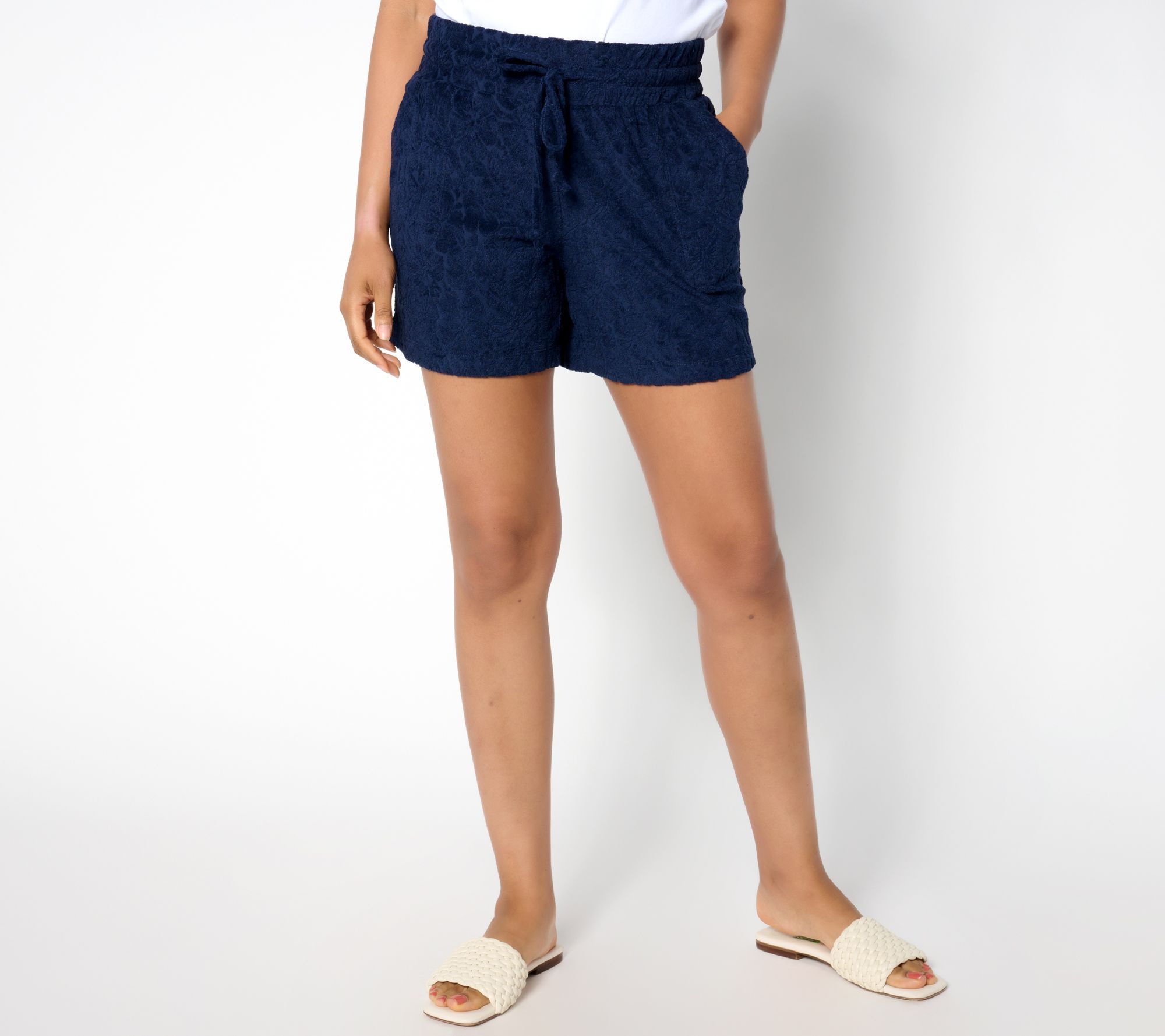 Belle by Kim Gravel Women's Plus Sz Shorts 1X Beach Poolside Terry Blue A646286