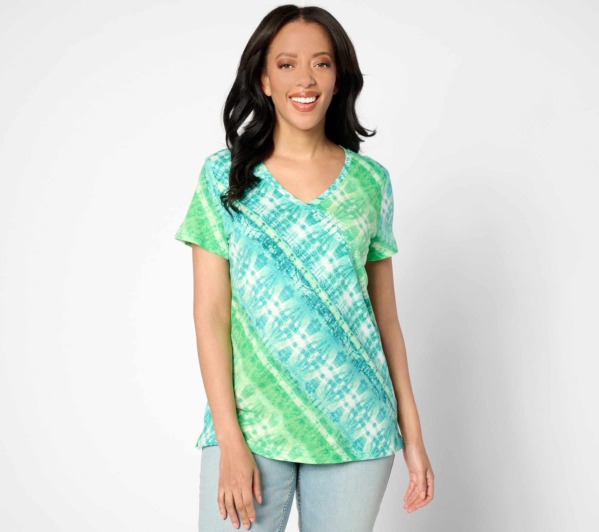 Belle by Kim Gravel Women's Top Plus Sz 3X Slub Knit Tidal Wave Green A646297