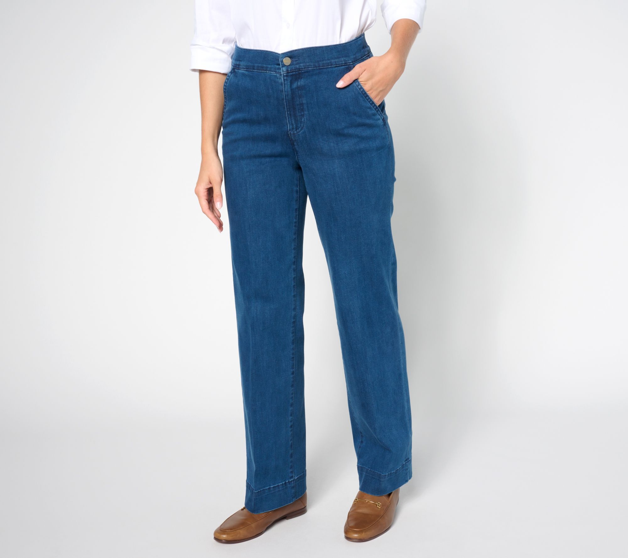 Denim & Co. Women's Pants Sz 6 Signature Indigo Perfect Flex Trouser Blue A649610