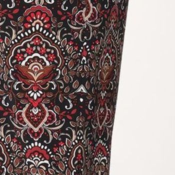 Susan Graver Women's Plus Sz Pants 2X Reg Printed Liquid Knit Sofia Red A654270