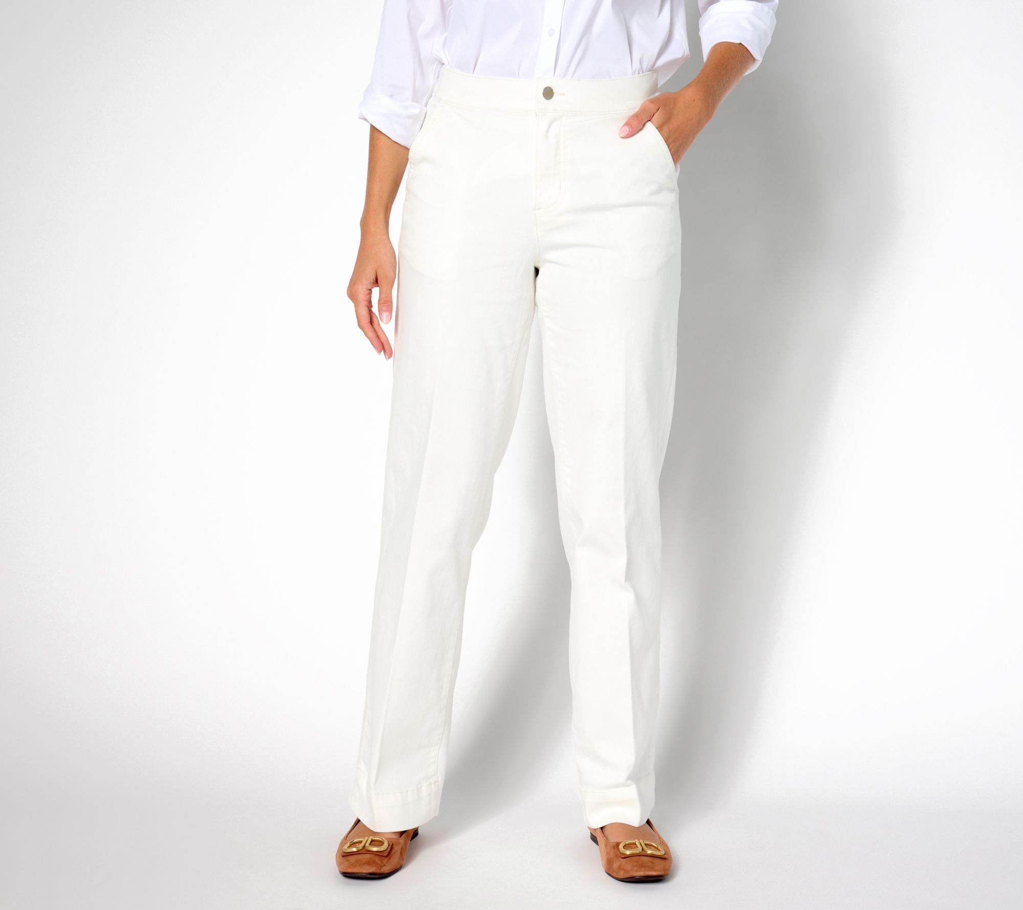 Denim & Co. Women's Plus Sz Pants 20 Signature Regular Color White A655141