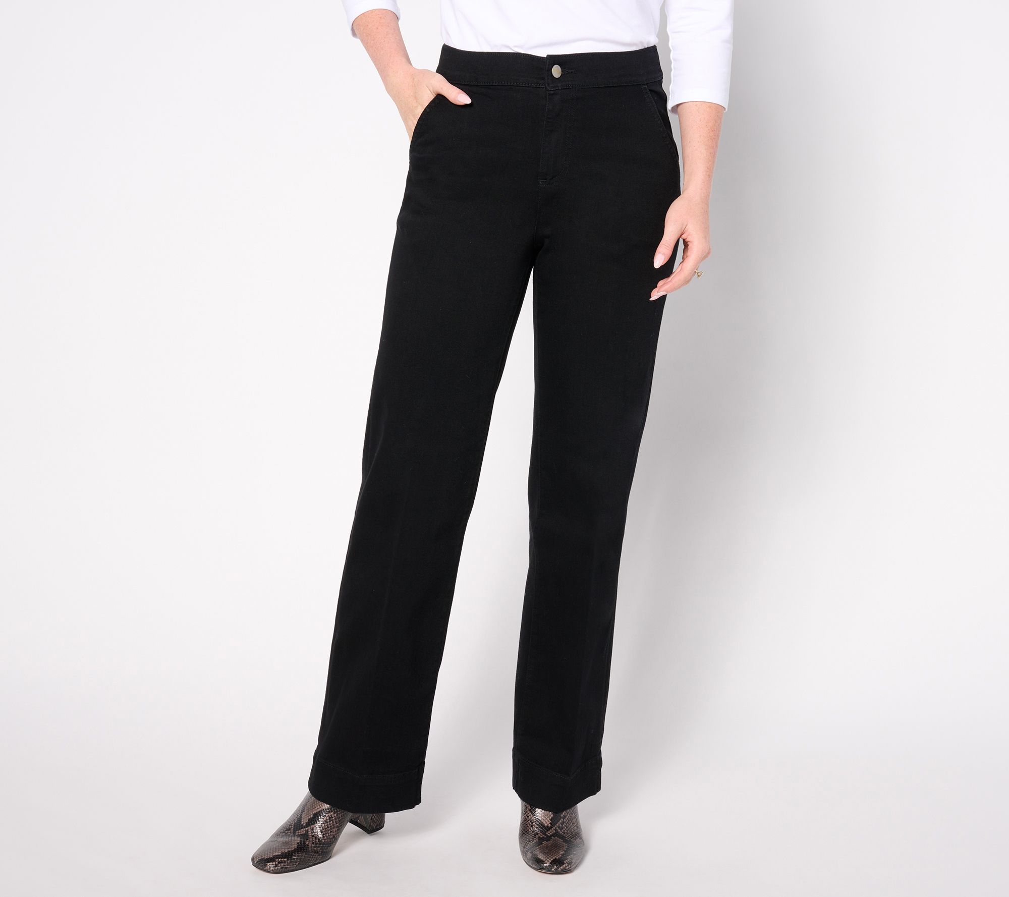 Maya J Women's Pants Sz 6 Denim & Co. Signature Perfect Flex Black A655144