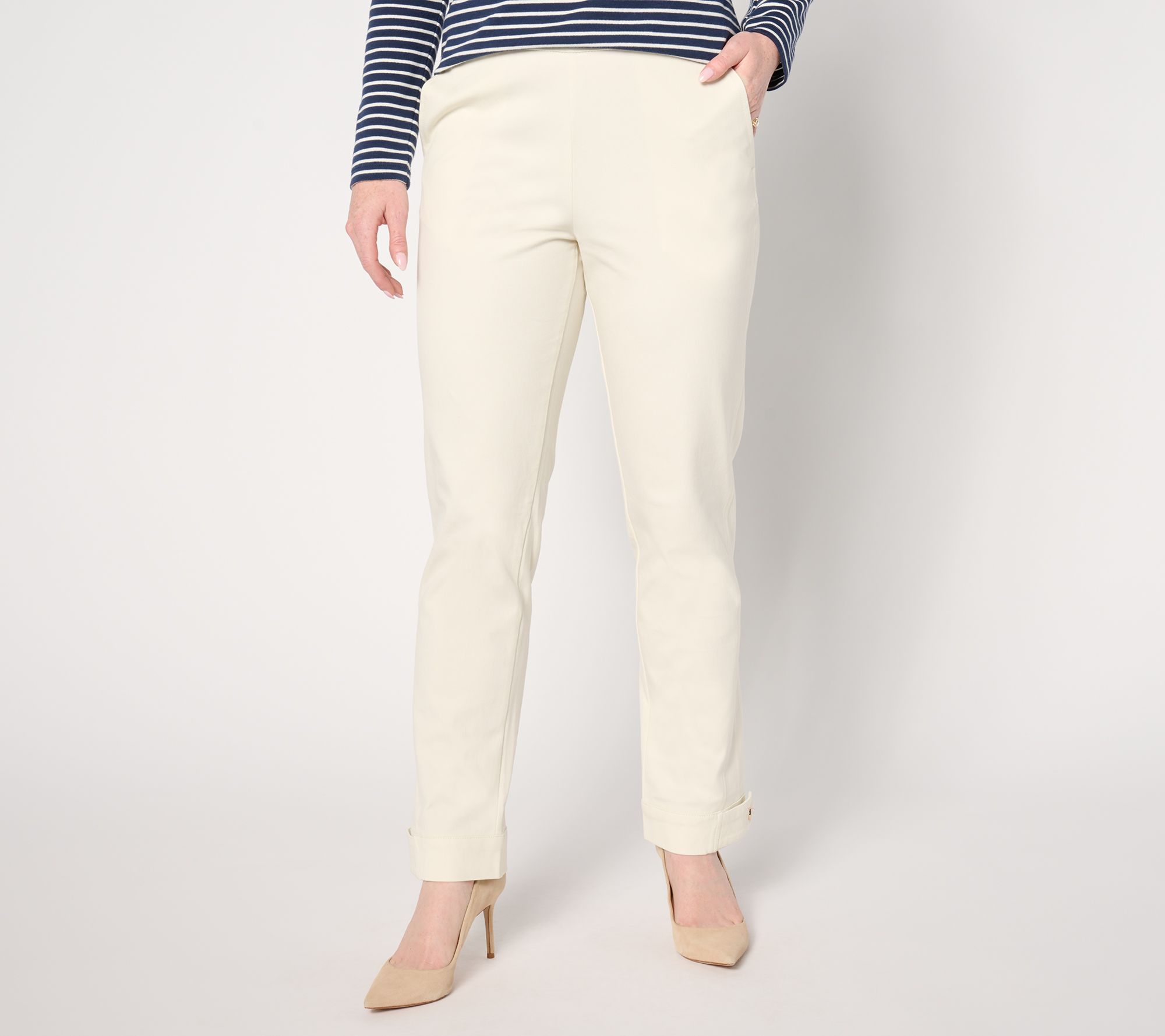 Isaac Mizrahi Live! Women's Pants Sz 2 Regular Stretch Full Length White A655465