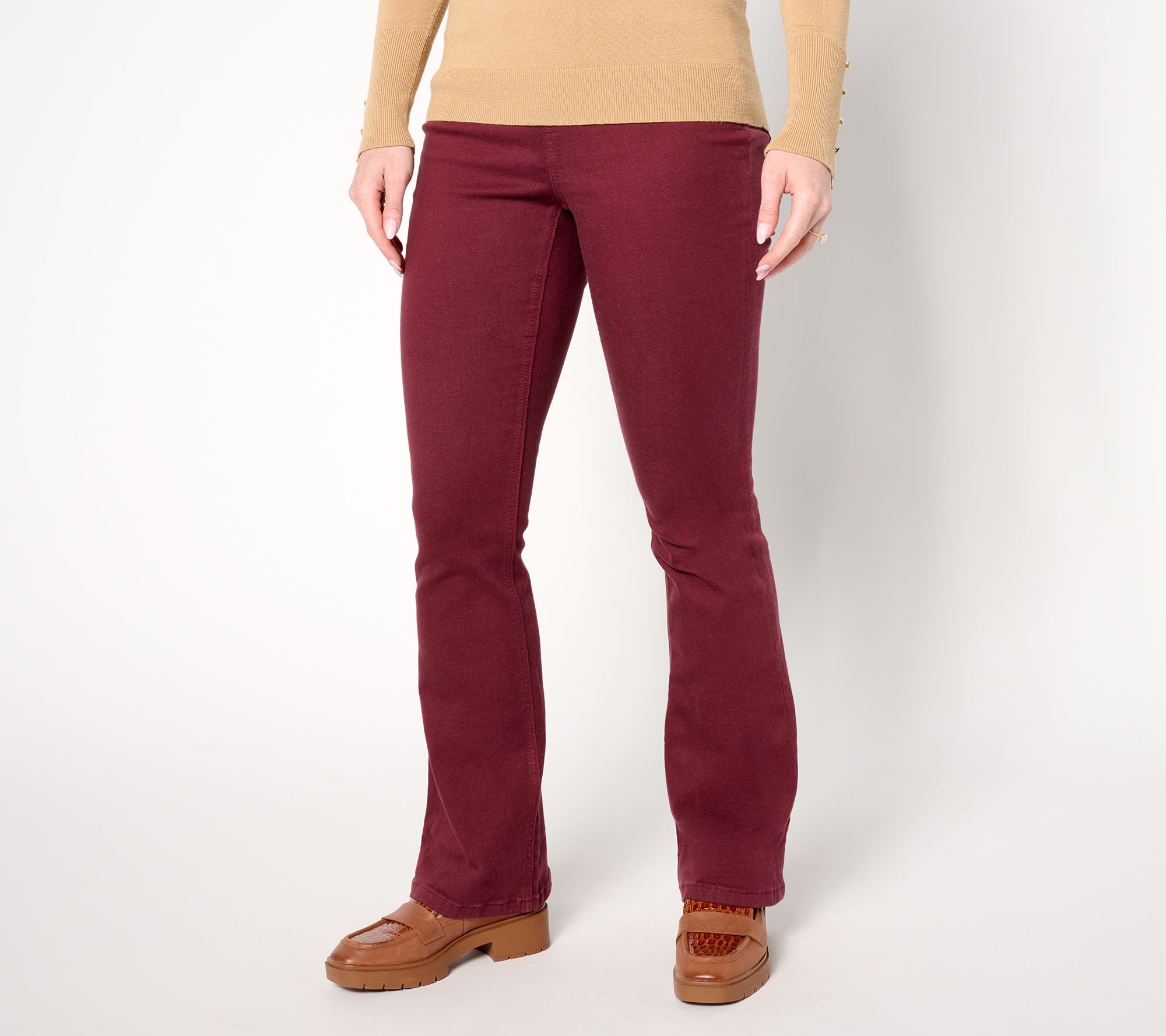 Denim & Co. Women's Pants Sz 6 Tall Easy Stretch Full Length Baby Red A660443