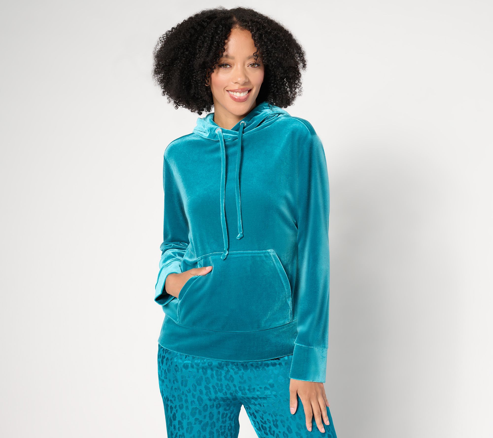 by Stacy London Women's Top Sz S h Velvet Hoodie Blue A662055