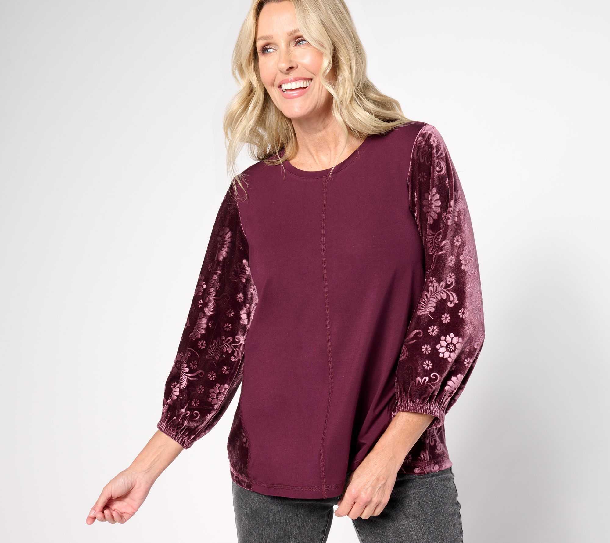 LOGO by Lori Goldstein Women's Top Sz 2XS (XXS) Rayon 230 & Purple A667534