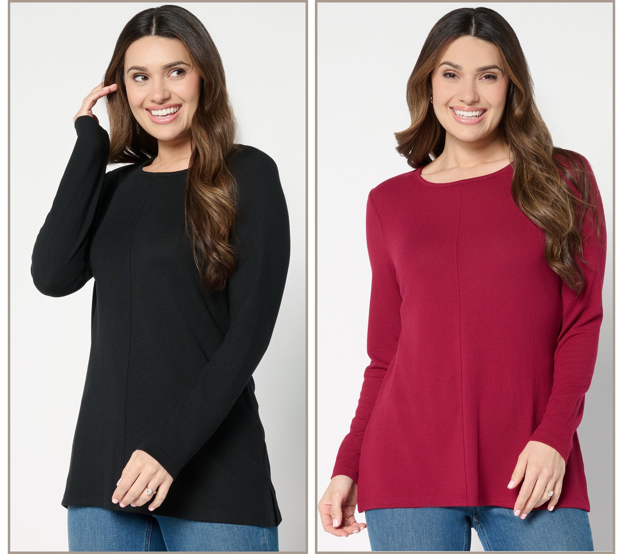 Denim & Co. Women's Top Sz M Essentials Heavenly Jersey Long Sleeve Black A668785