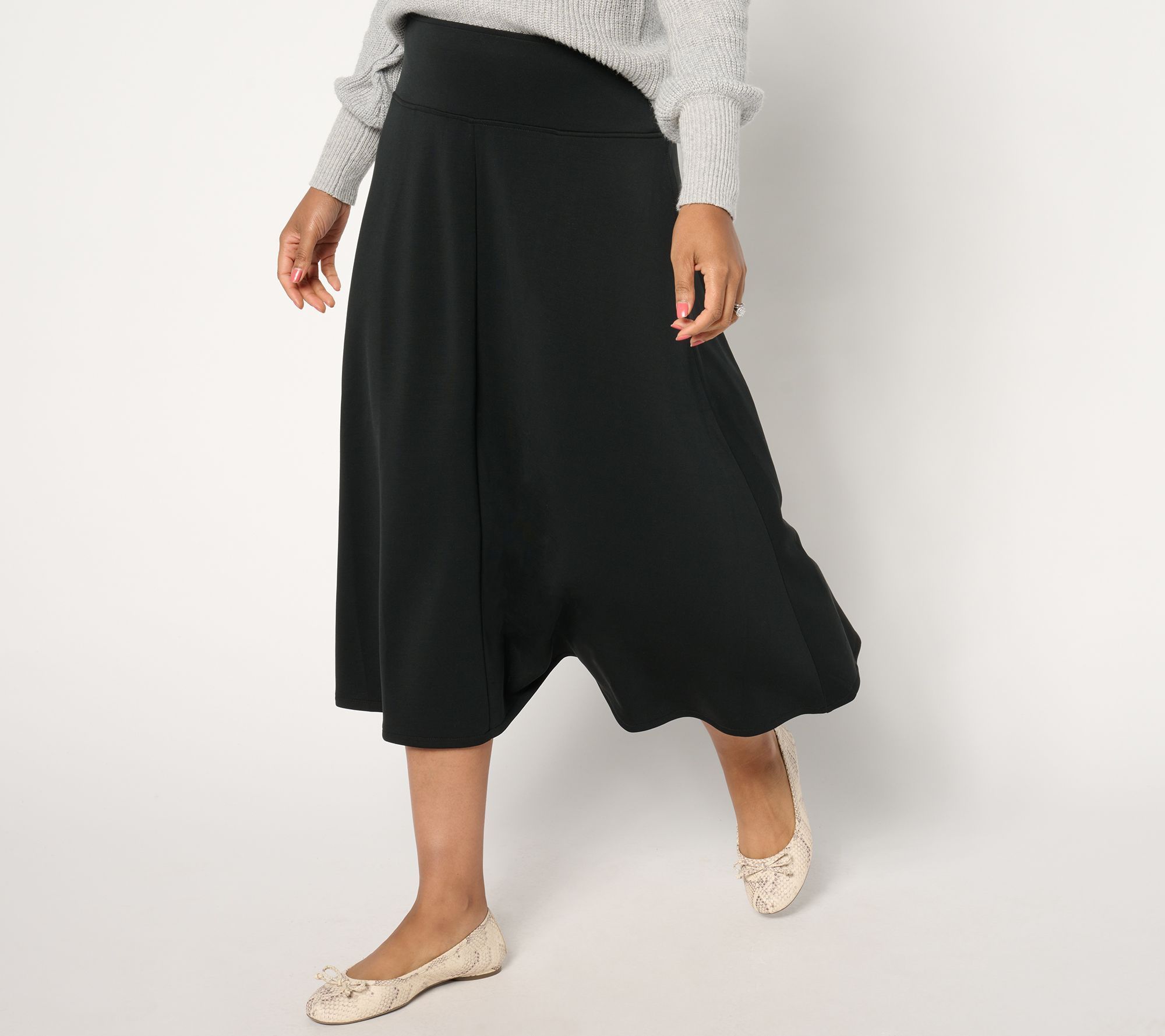 Peace Love World Women's Skirt Sz L Pull-On Scuba Knit Circle Black A670671