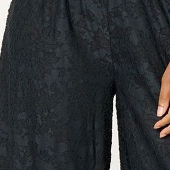 Destination 365 Women's Petite Dress PL Satin Jacquard Wide Leg Black A671185