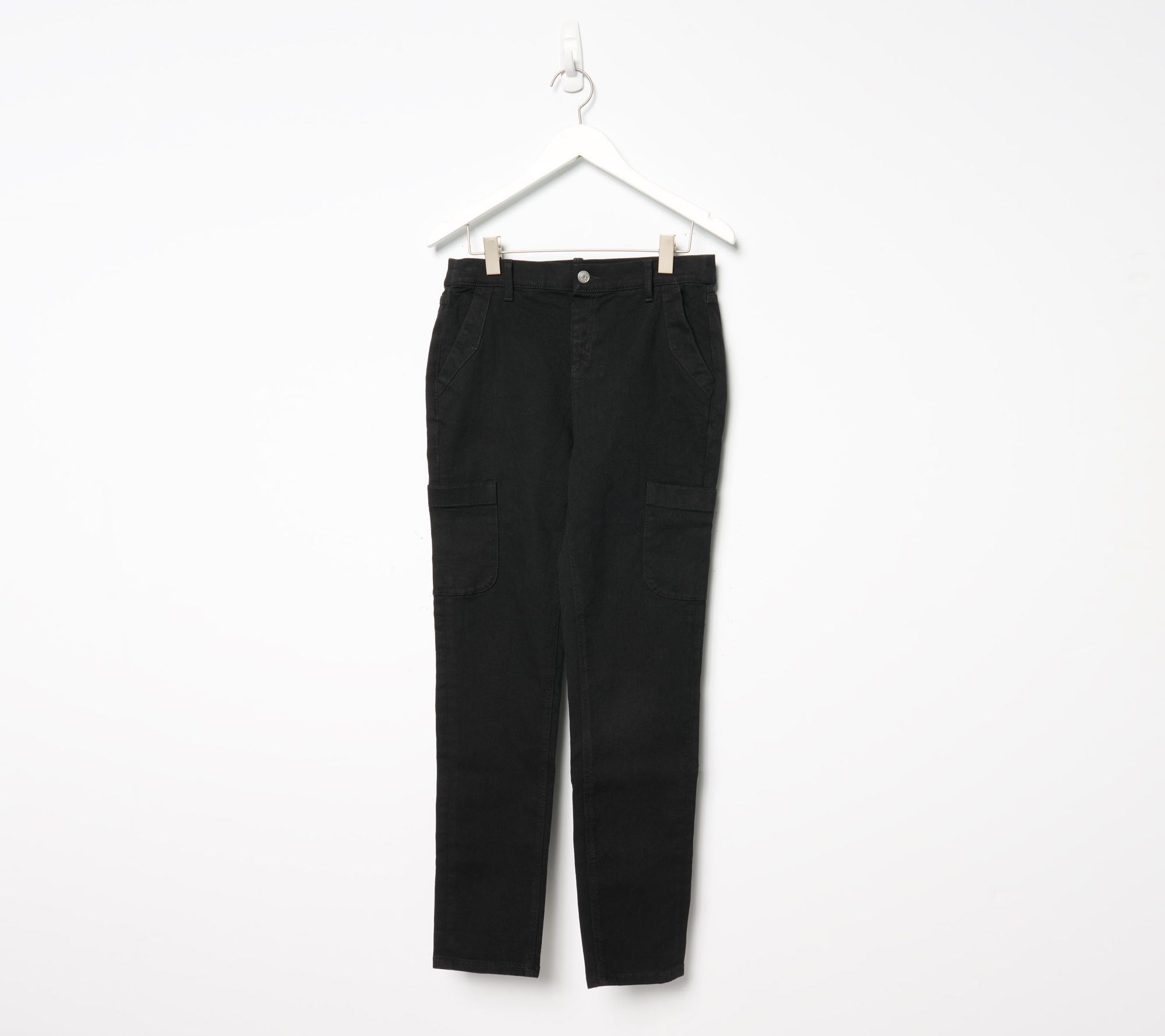 Maya J Women's Pants Sz 16 Denim & Co. Classic Slim Straight Ankle Black A671444