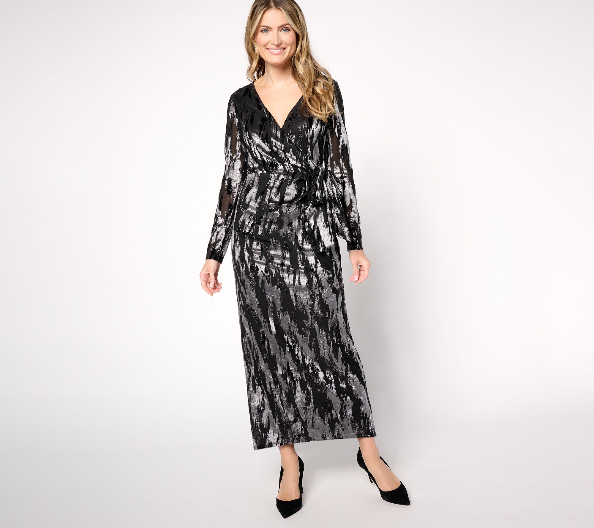 dennis basso evening dresses Dennis Basso Women's Dress Sz 14 Burnout Evening Gown Black A672942