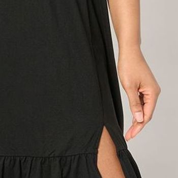 Cuddl Duds Women's Dress Sz M Flexwear Tiered v Midi Black A676560