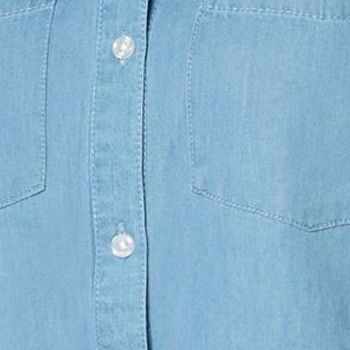 Studio Park Women's Top Plus Sz 1X 100% Cotton Stamped Chambray Blue A676832