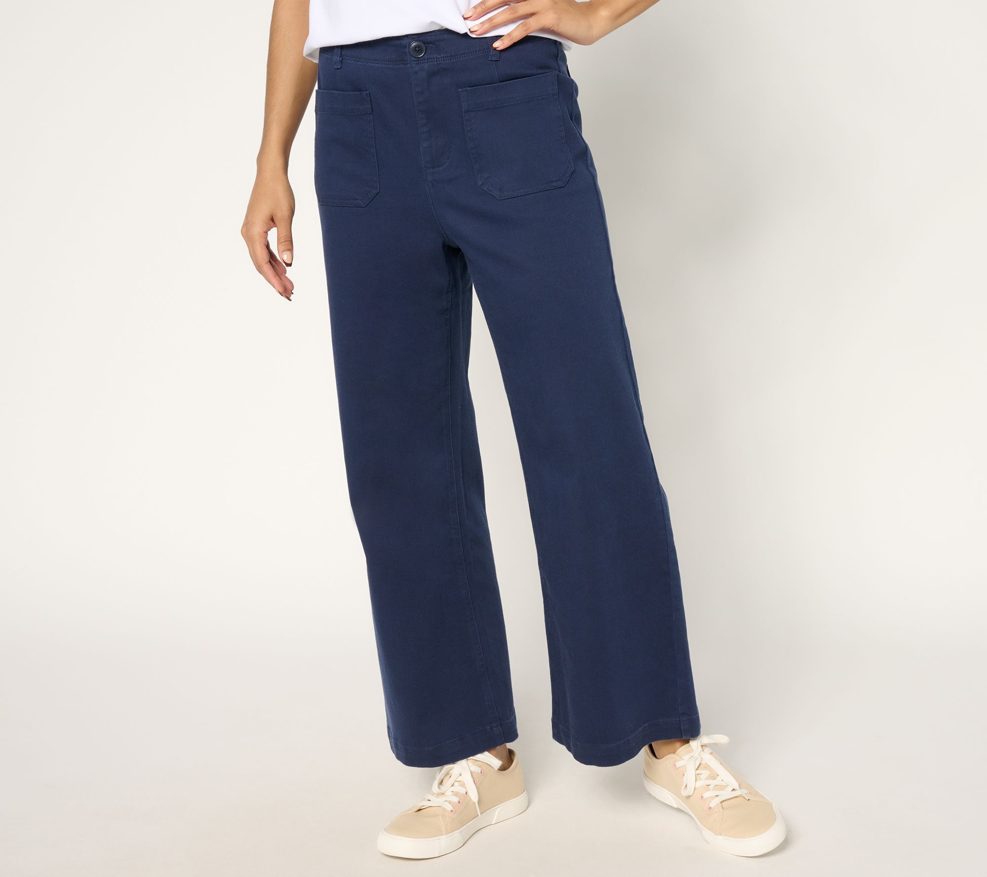 Studio Park Women's Pants Sz 12 Twill Wide Leg Pant Blue A676839