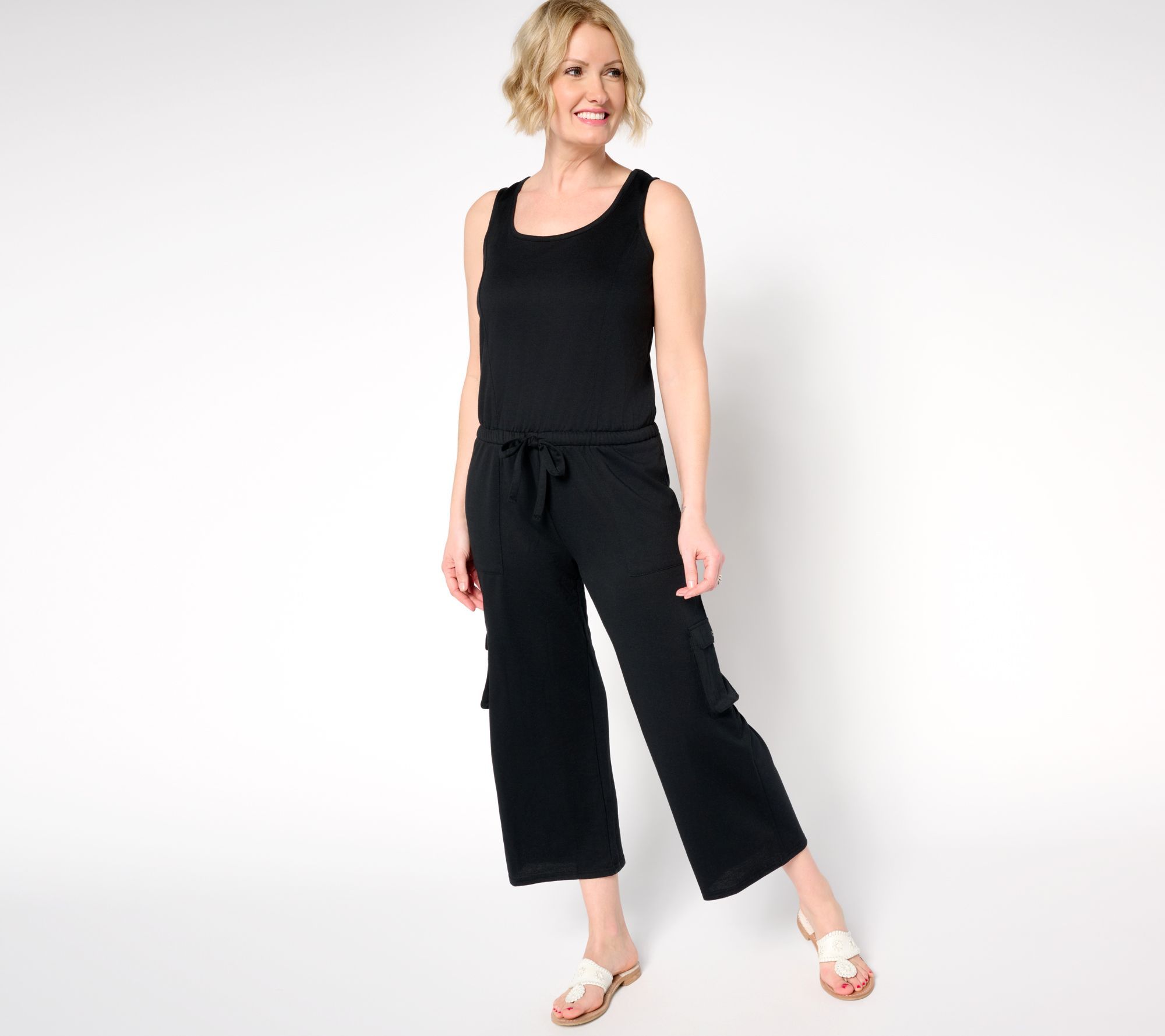 Muk Luks Women's Dress Sz S French Terry Straight Leg Cargo Black A677907