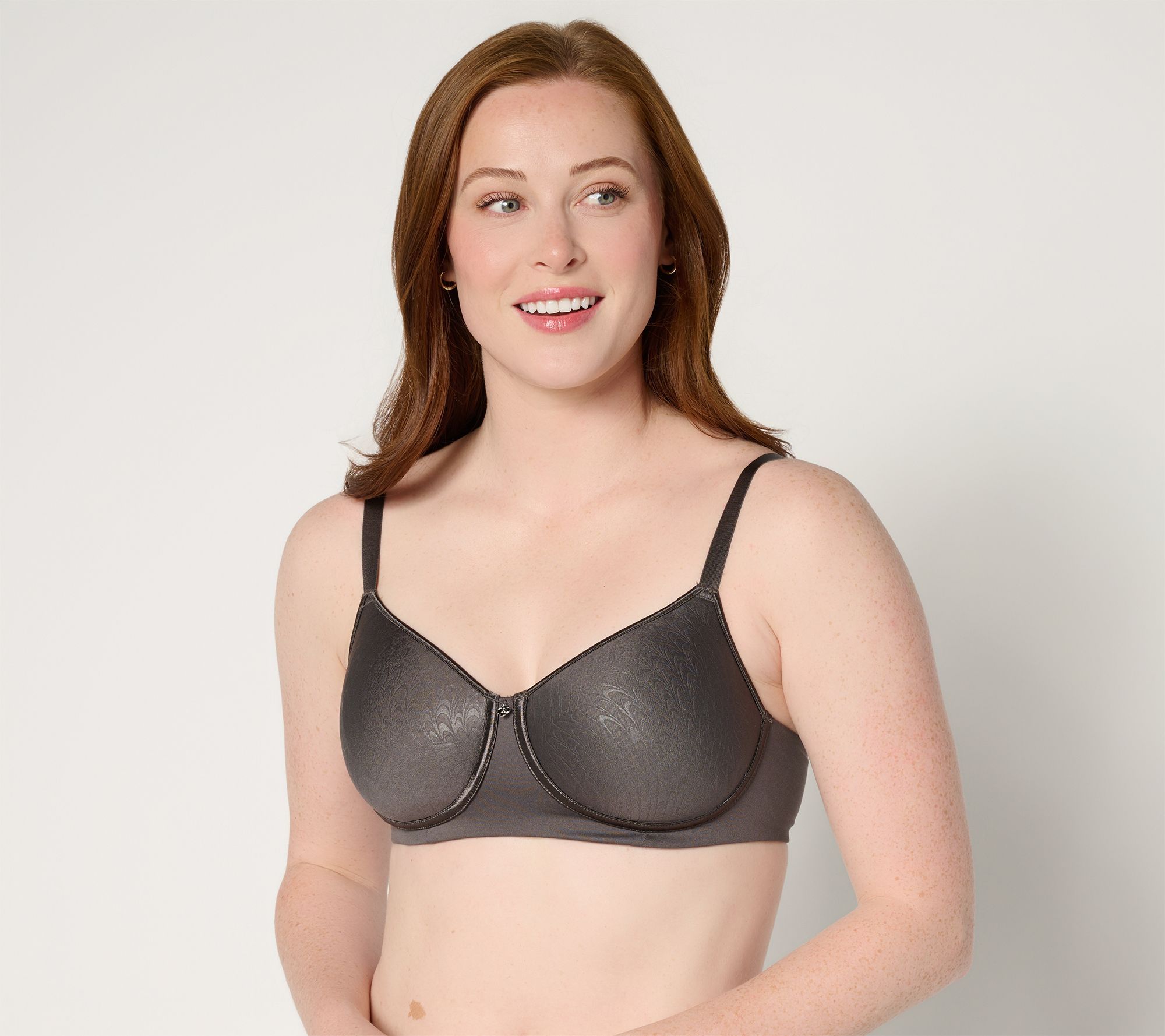 Breezies Women's Bra Sz 36DD Featherlite Breathe Wirefree T-Shirt Gray A679217
