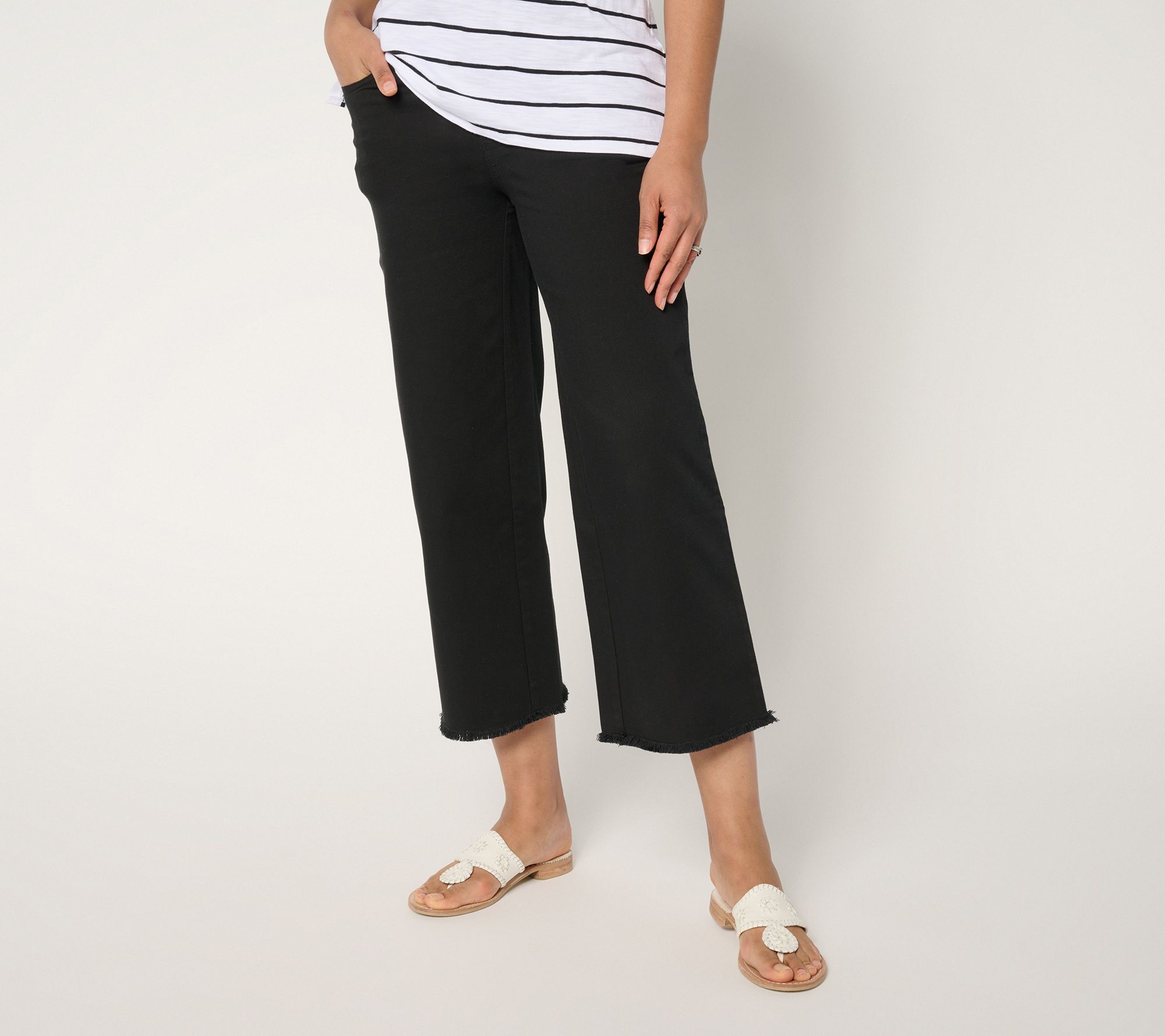 Belle by Kim Gravel Women's Petite Pants 14P TripleLuxe Twill Wide Black A680148