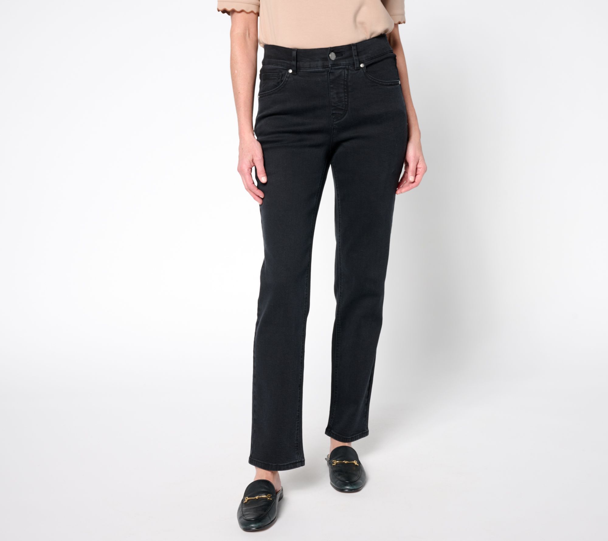 Isaac Mizrahi Live! Women's Pants Sz 16 True Denim Straight Leg Black A681765