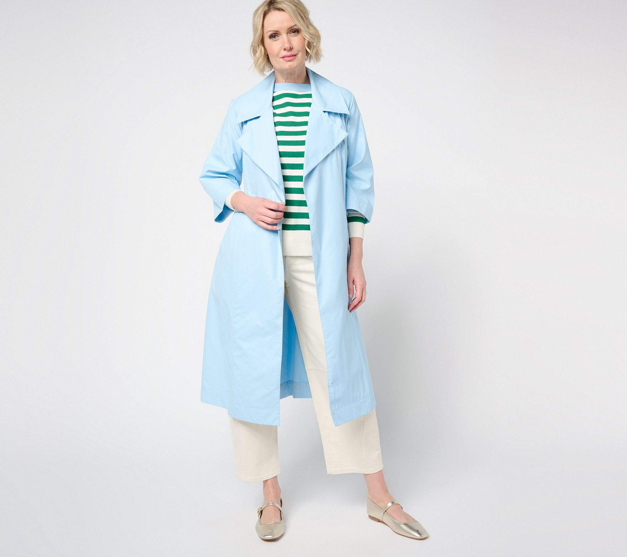 Carla Rockmore Collection Women's Jacket Sz XS Taffetta Trench Coat Blue A683895