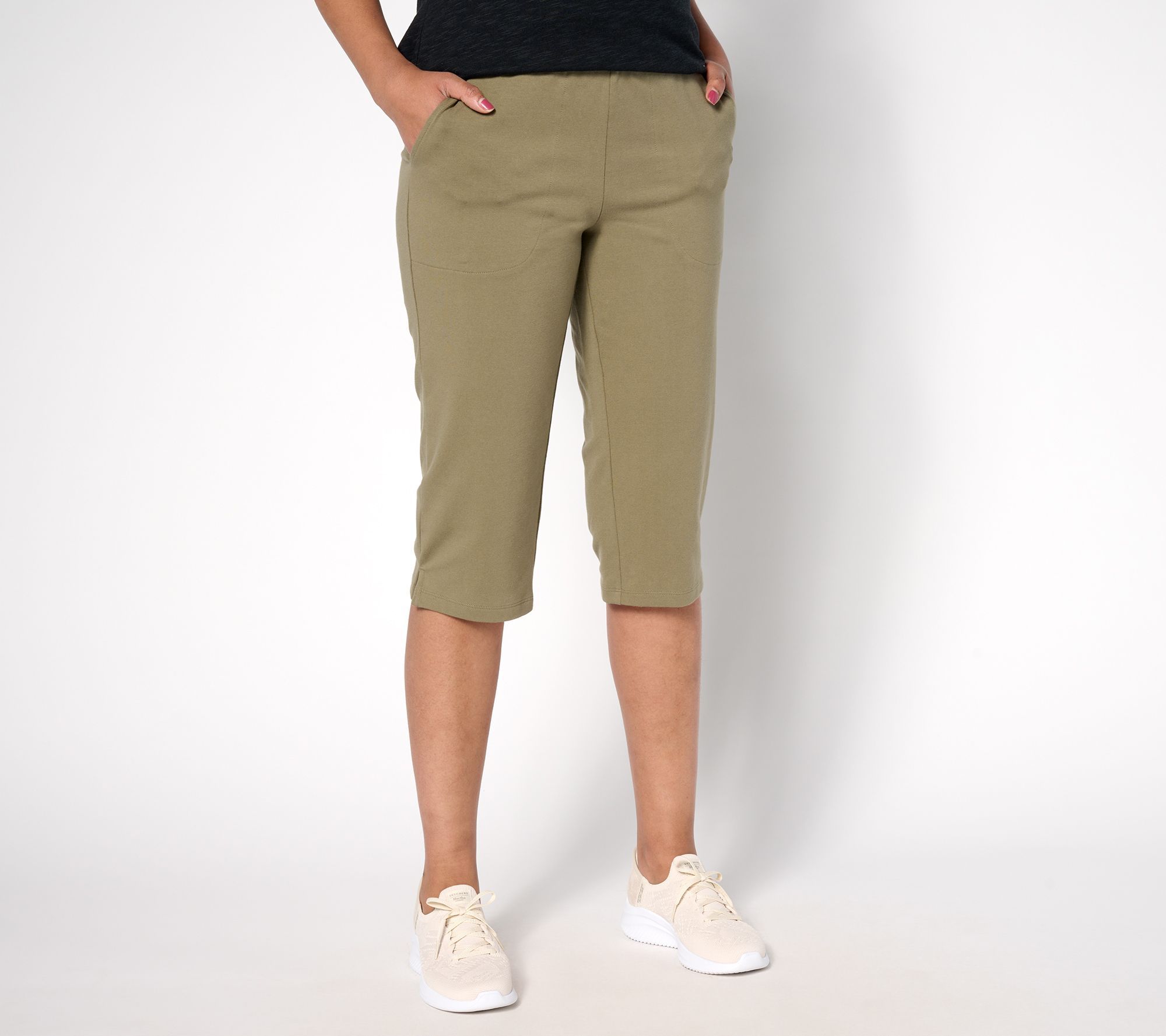 Denim & Co. Women's Petite Pants 1XP Duo Stretch Skimmer with Green A683903