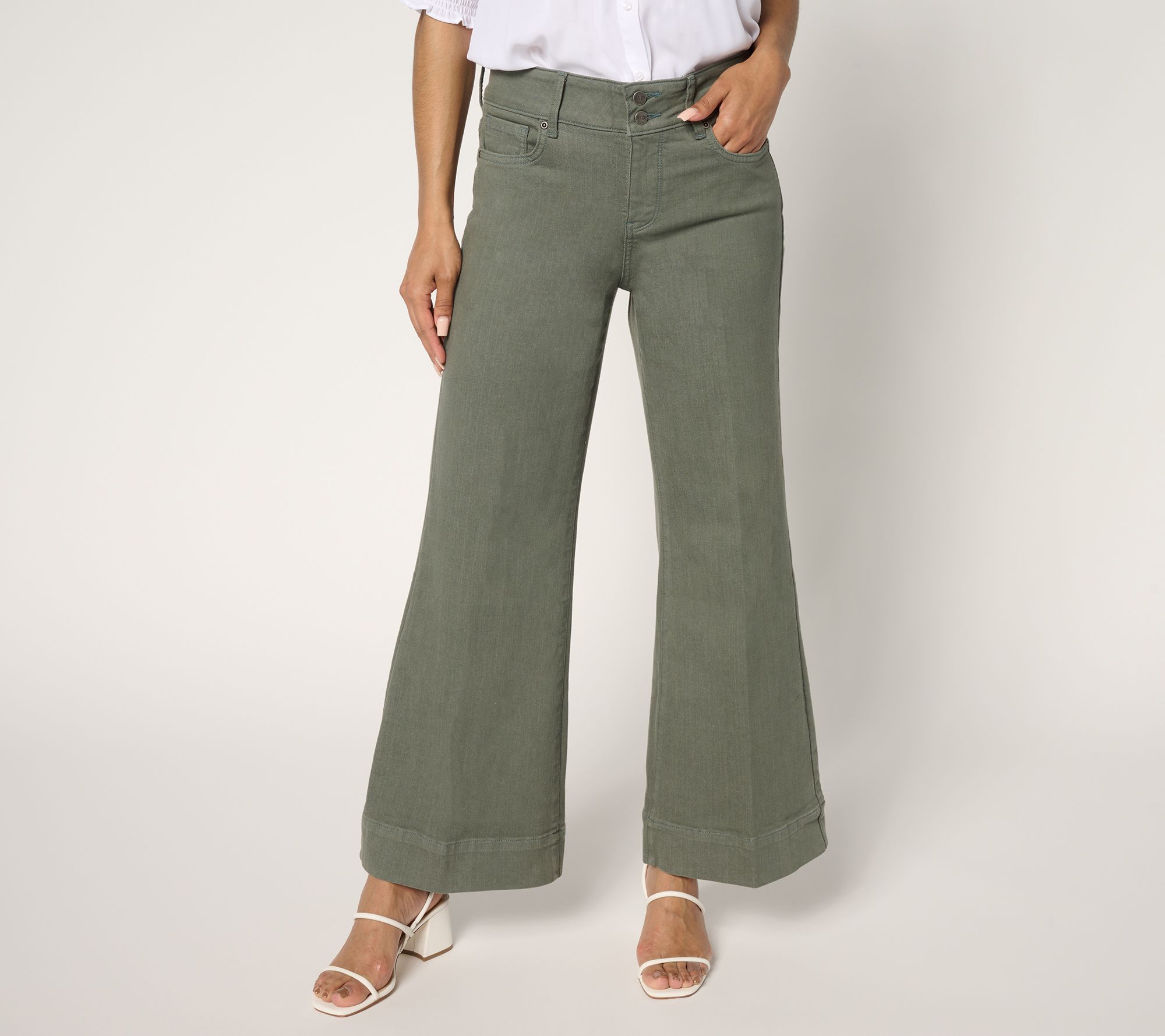 NYDJ Women's Pants Sz 4 Mia Palazzo Ankle Jean Green A684769