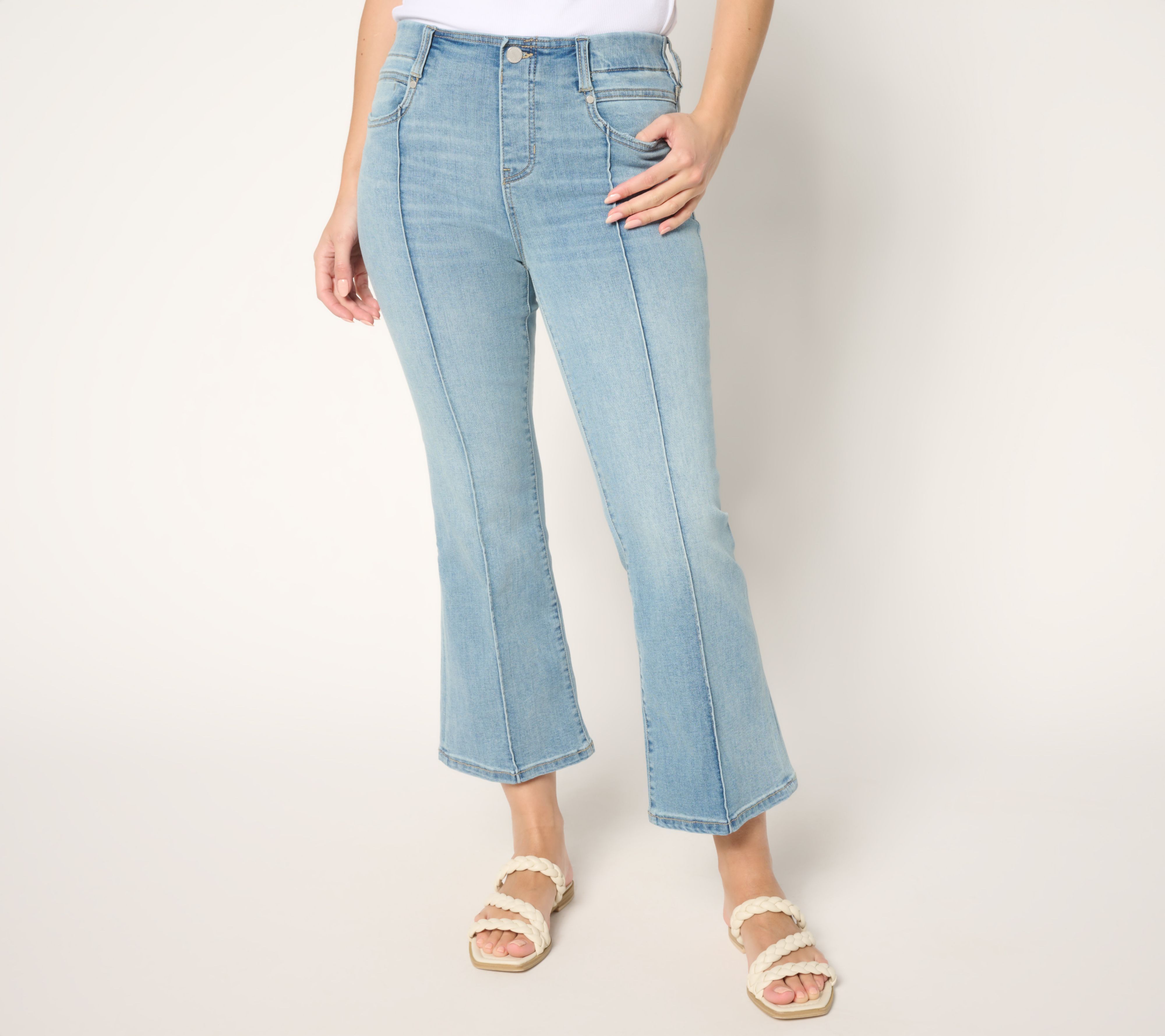 Liverpool Los Angeles Women's Pants Sz 4 Gia Crop Jean Pintucks Blue A685457
