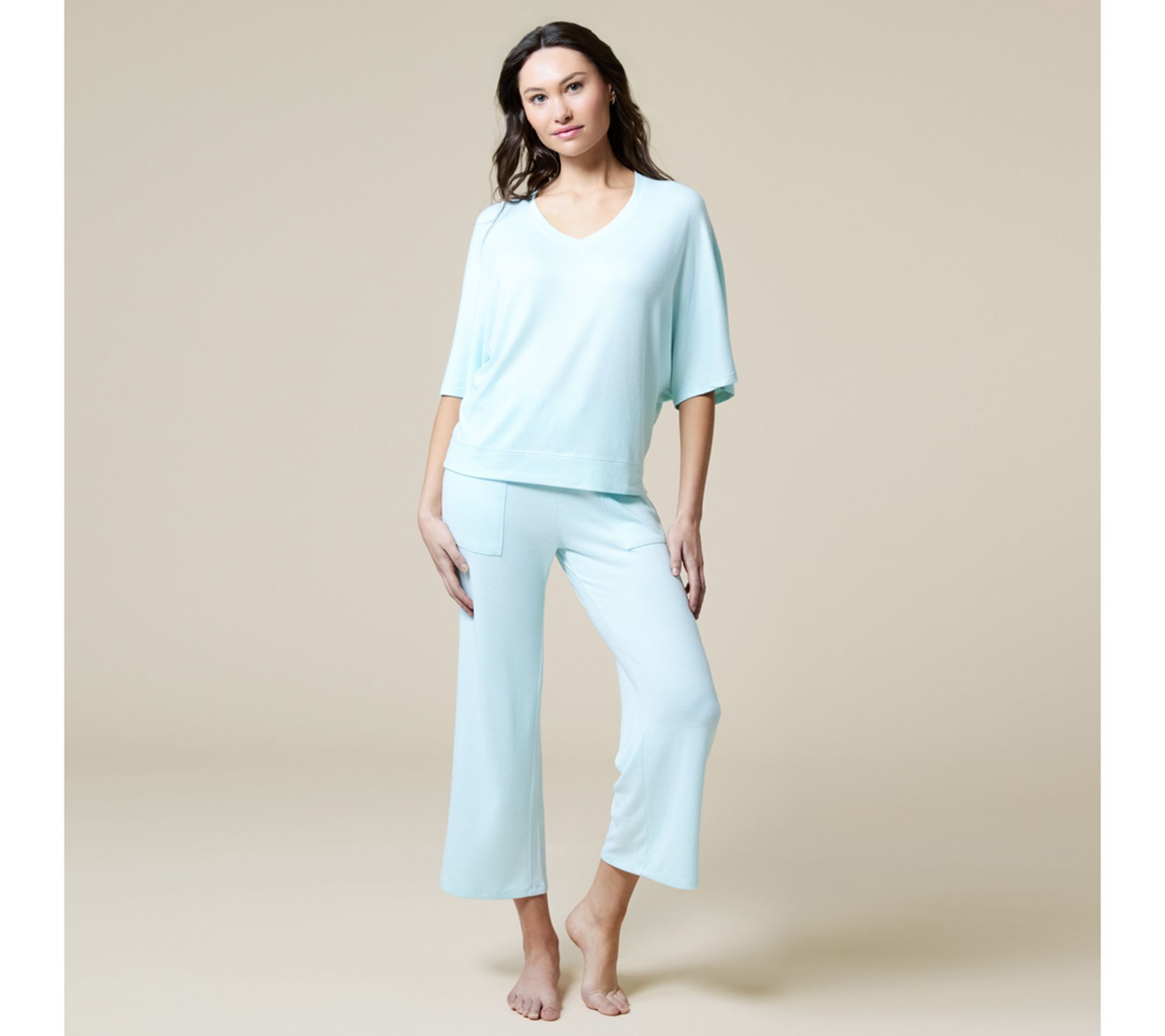 Fashion Women's Set Sz XL Dream Relaxed V-Neck & Capri Lounge Blue A687654