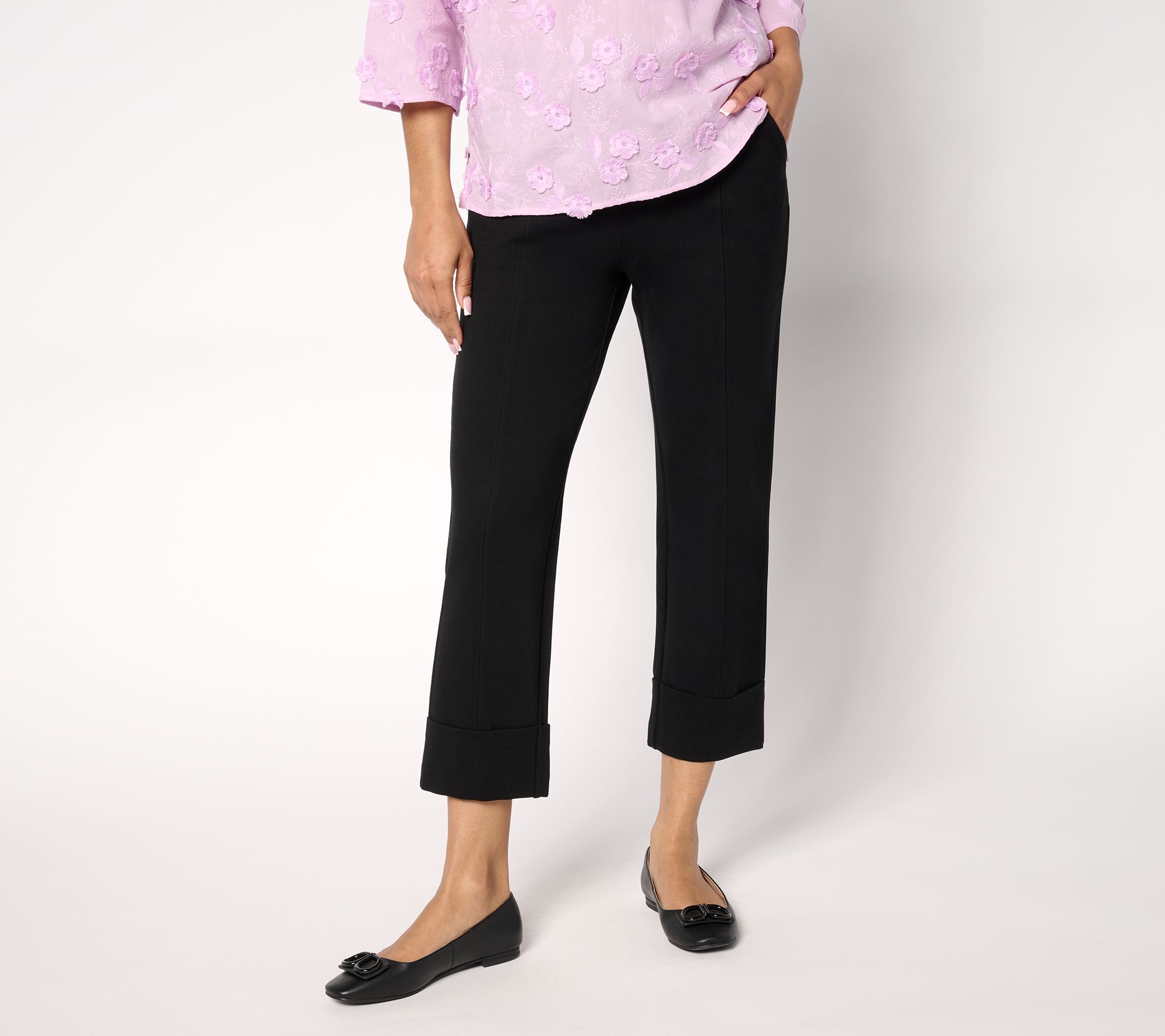 Fashion Women's Petite Pants PL Sublime Stretch Ponte Crop Black A688033