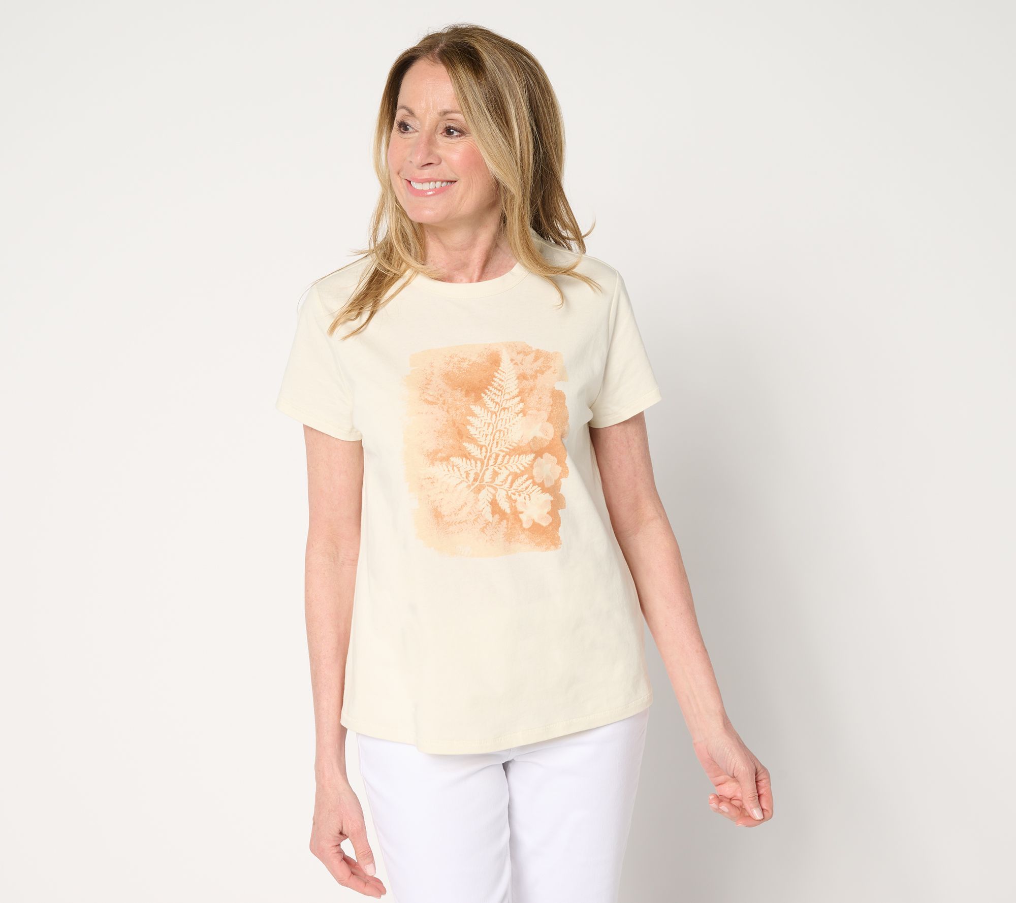 Me by Jennie Garth Women's Top Sz L 100% Cotton Flower Press White A689188