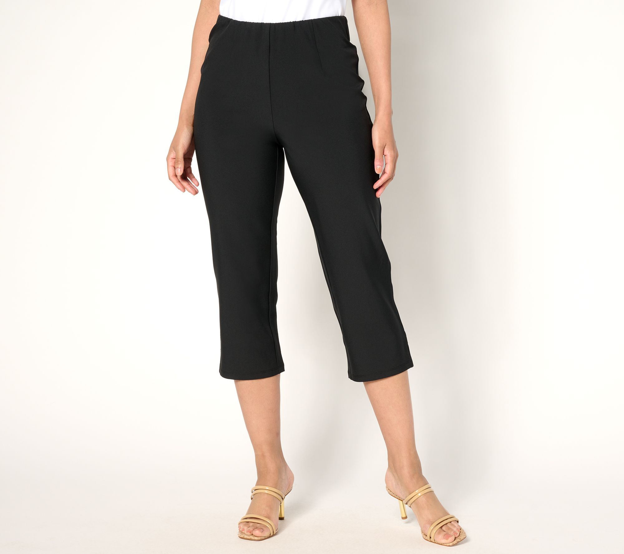 Maya J Women's Pants Sz M Pull-On Hollywood Waist Capri Black A690662