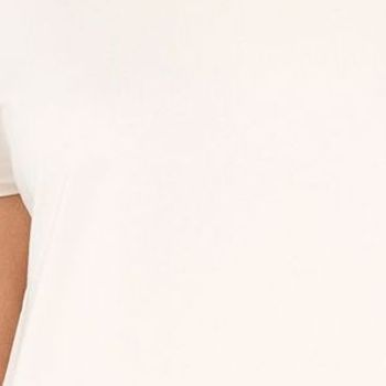 Belle by Kim Gravel Women's Top Sz S Ruched Shoulder Peached Modal White A691526