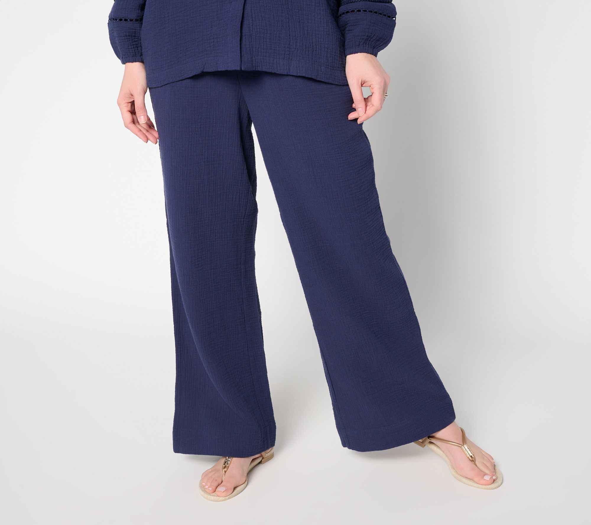 Gloria Vanderbilt Women's Pants Sz M Summer Sunset Cotton Gauze Blue A691549