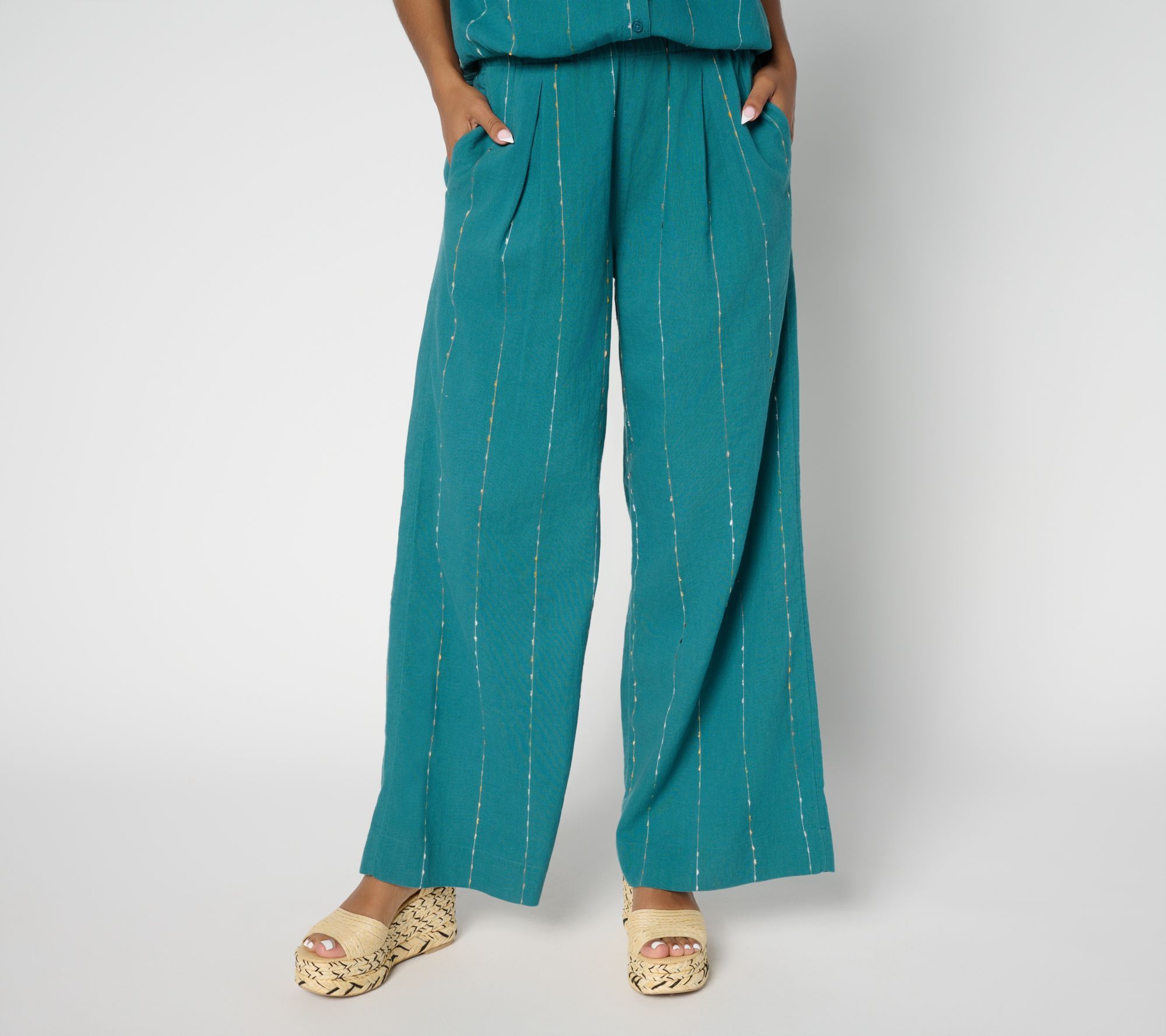 LOGO by Lori Goldstein Women's Petite Pants P2XS Cotton Full Length Blue A692537